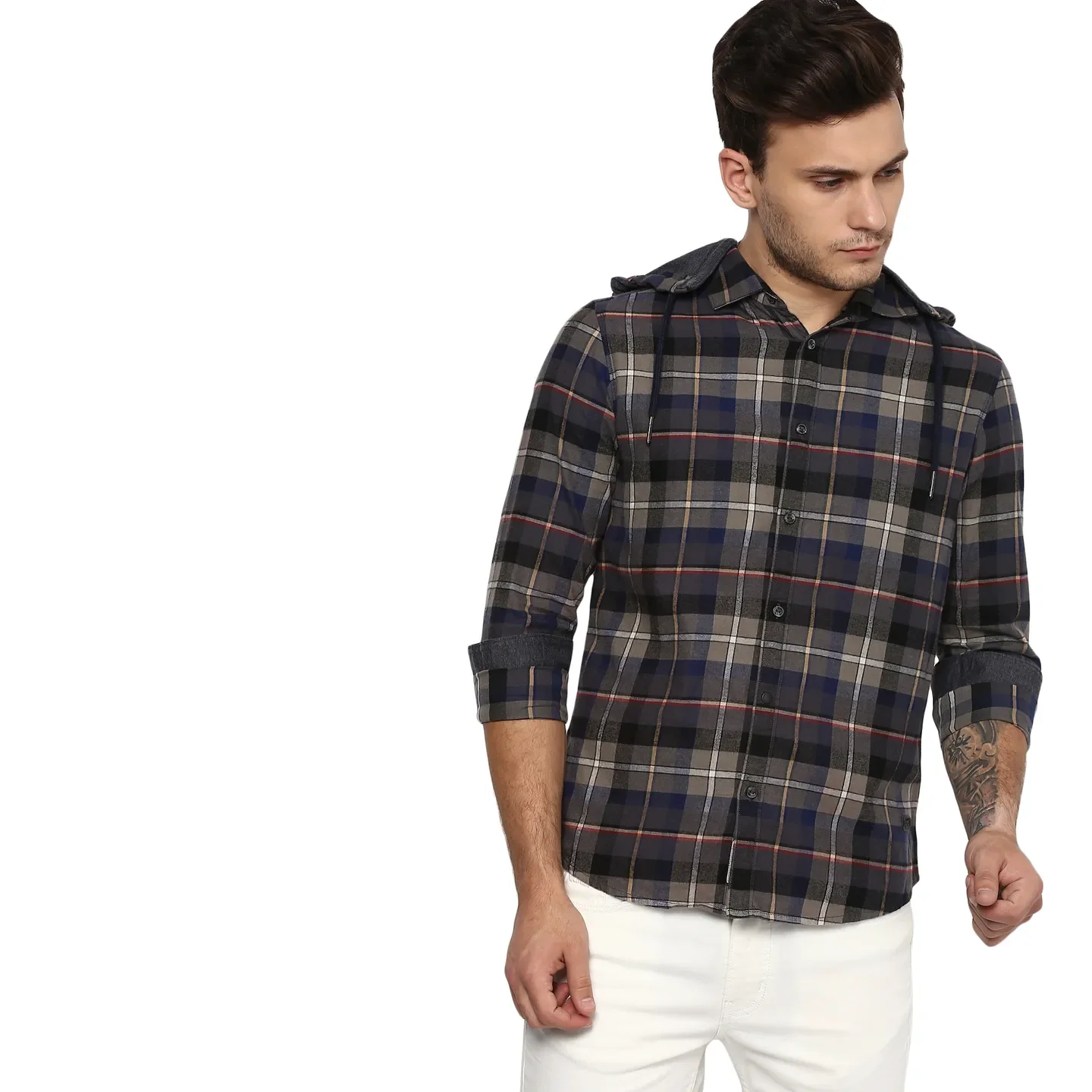 Multicolor Oversized Fit  Long Sleeves Men's Shirt by Being Human Clothing - Image 3