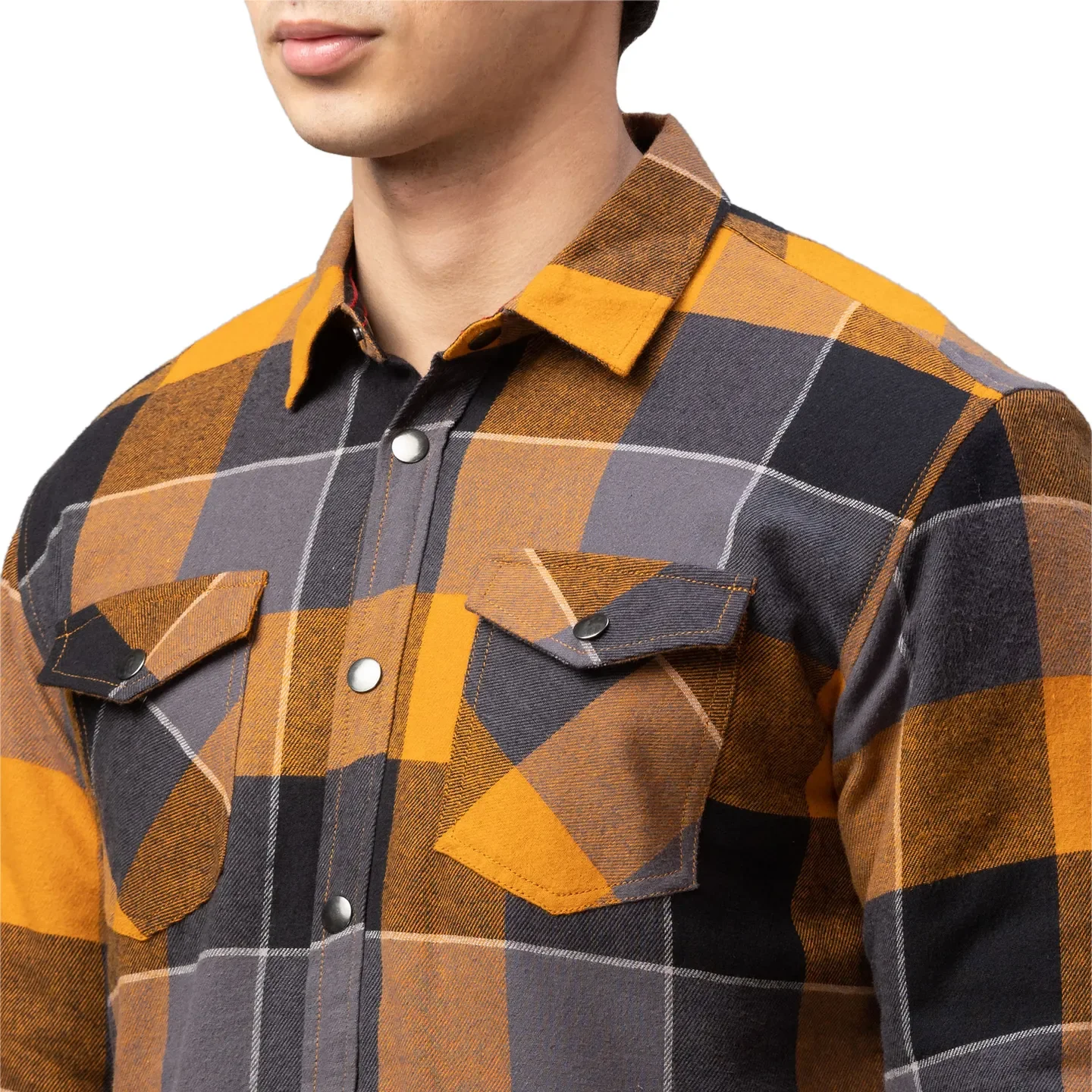 Yellow Oversized Fit Regular Collar Long Sleeves Cotton Men's Shirt by Being Human Clothing - Image 5