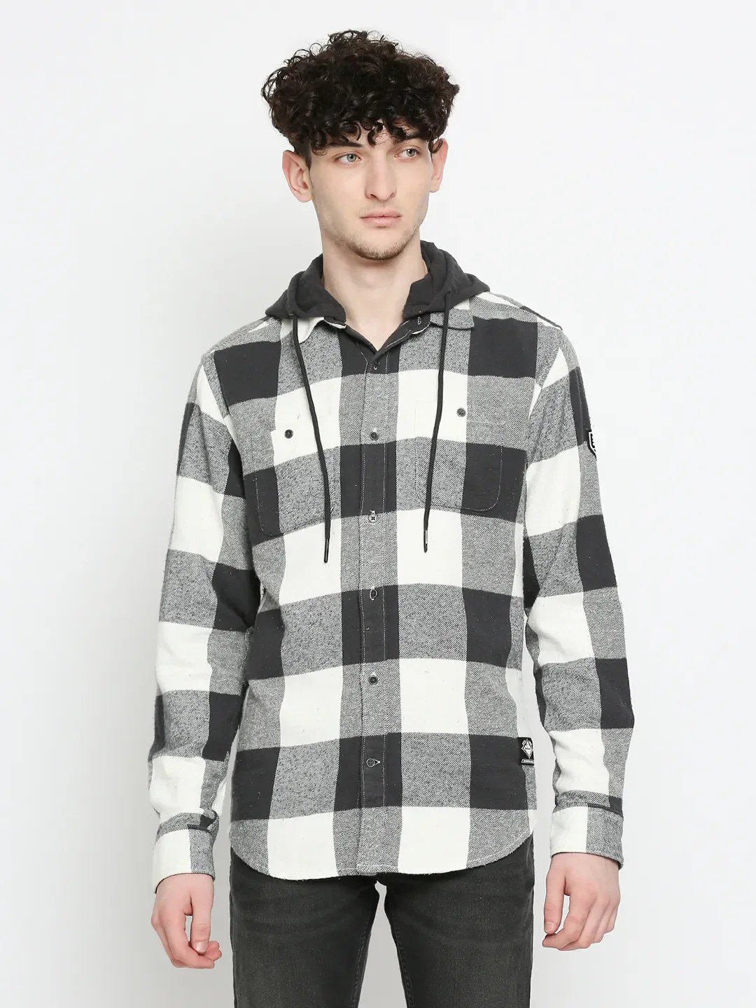 White Oversized Fit Regular Collar Long Sleeves Men's Shirt by Being Human Clothing