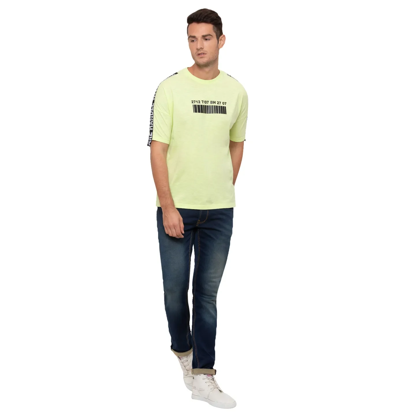Neon Yellow Over Sized Fit Round Neck Men's T-Shirt by Being Human Clothing - Image 2