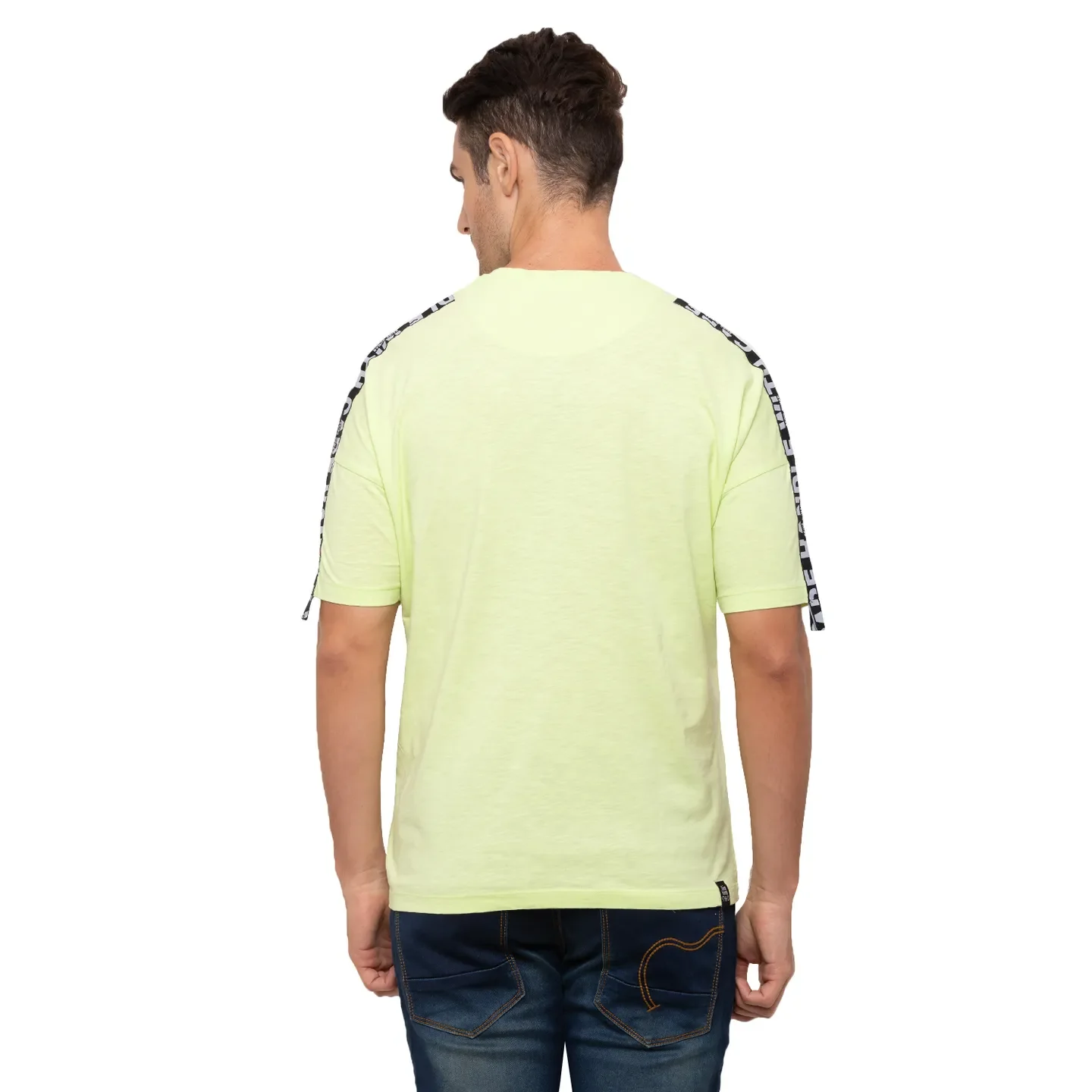 Neon Yellow Over Sized Fit Round Neck Men's T-Shirt by Being Human Clothing - Image 3