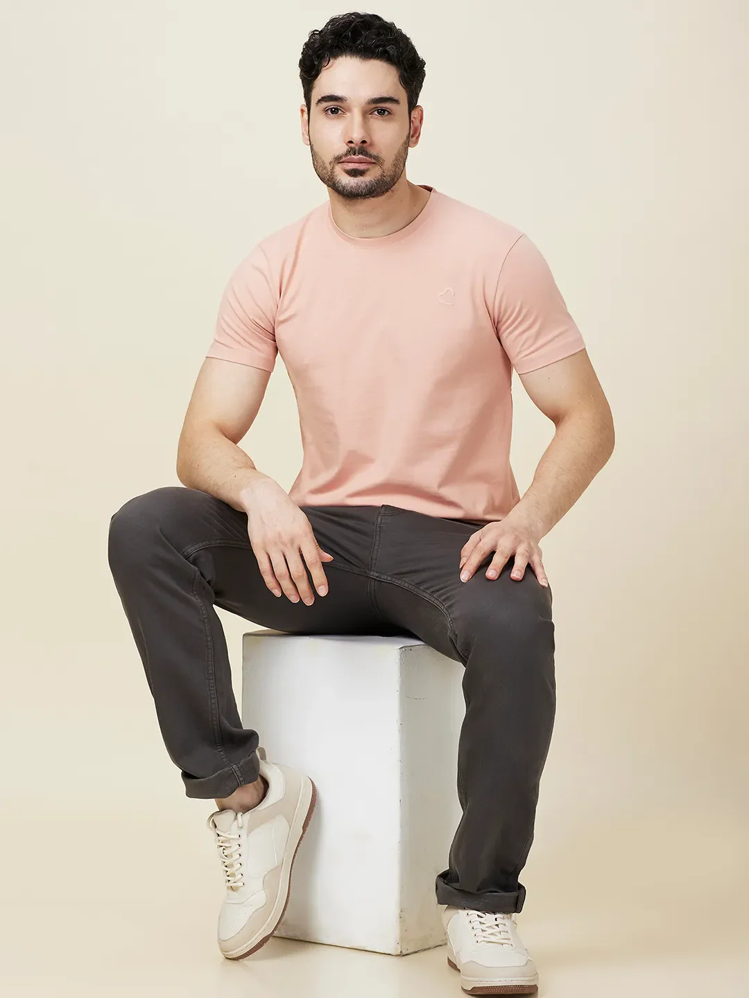 Dusty Pink Slim Fit Round Neck Men's T-Shirt by Being Human Clothing - Image 6