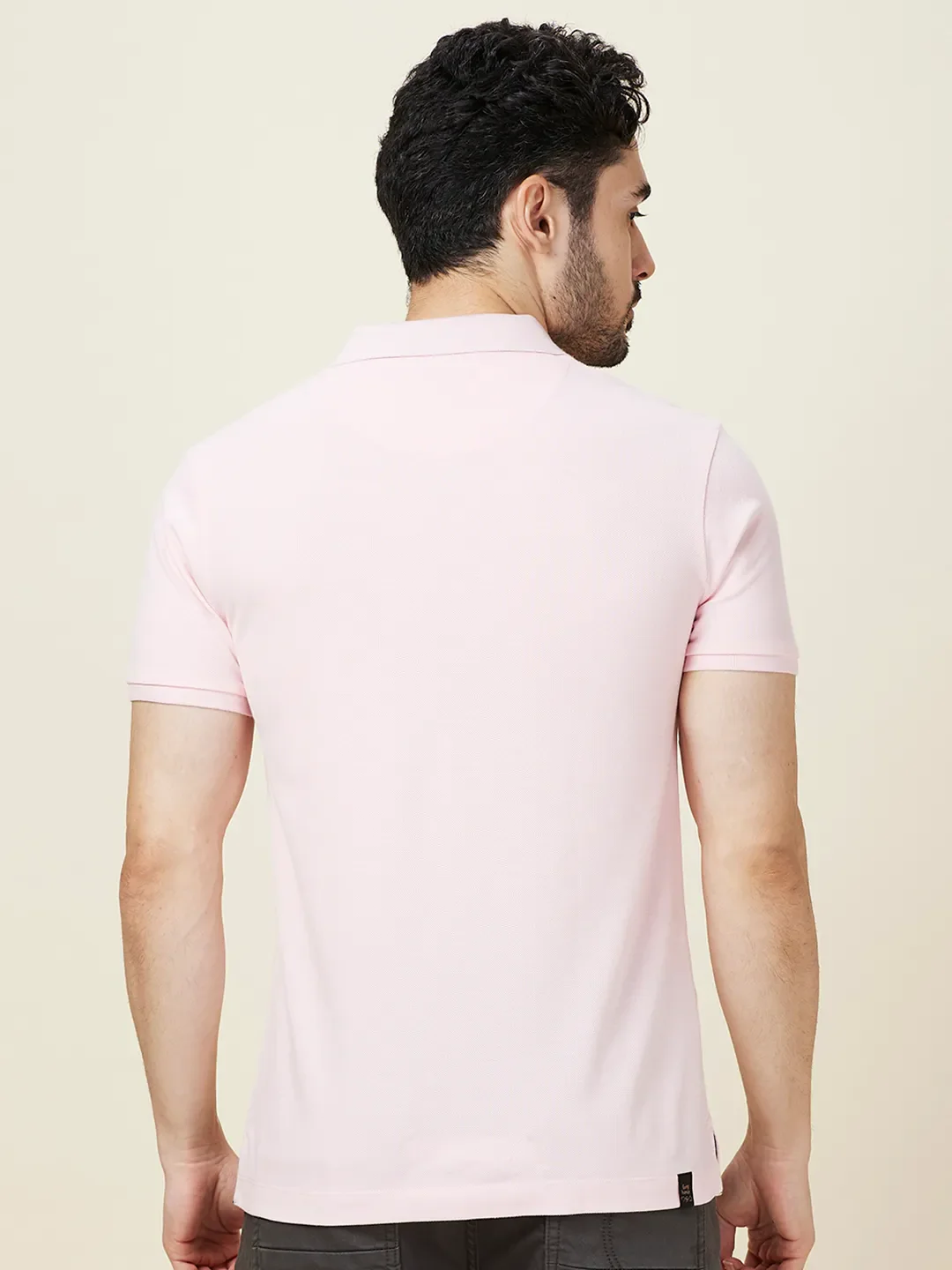 Pink Regular Fit Men's Polo T-shirt by Being Human Clothing - Image 3