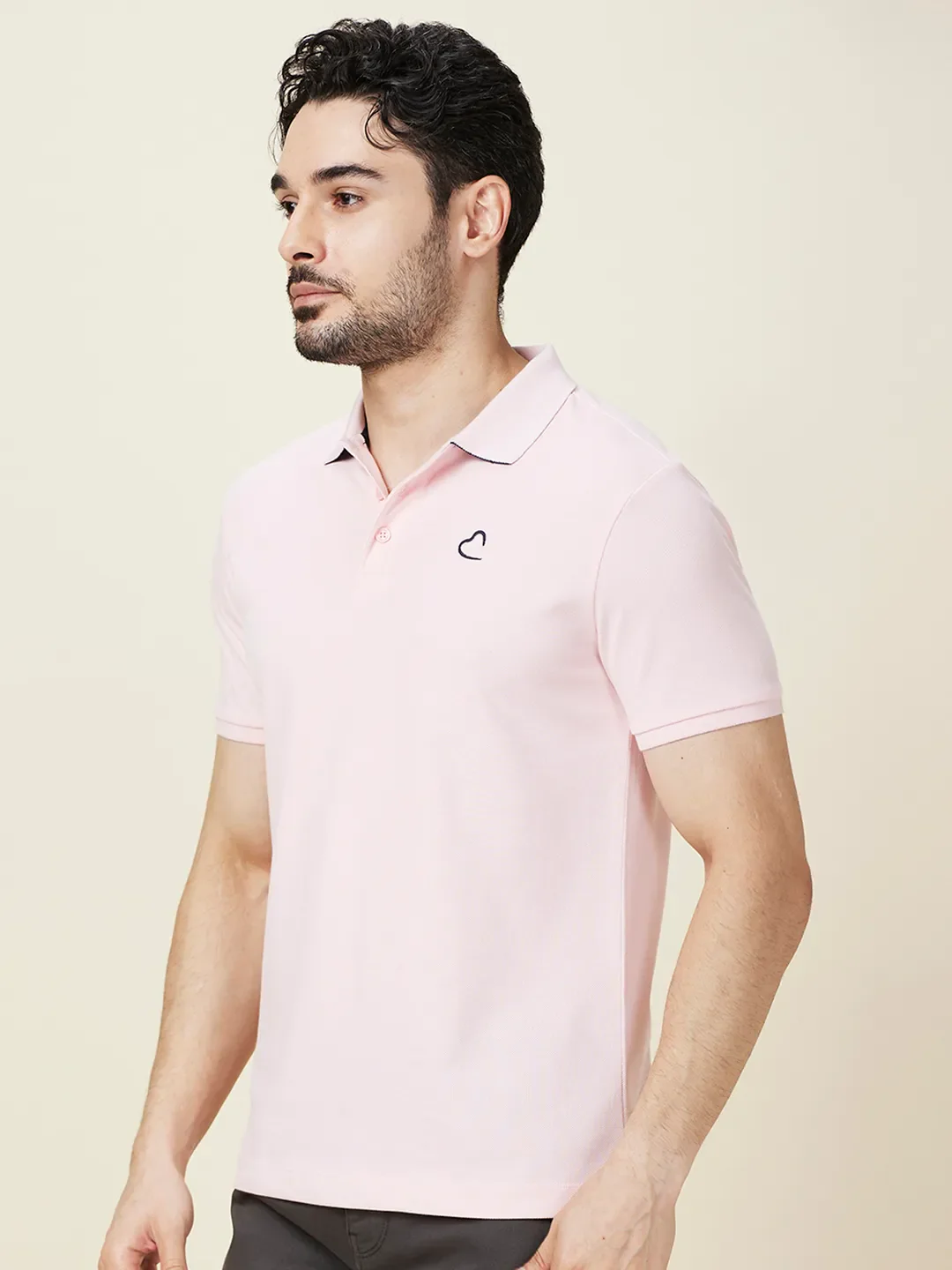 Pink Regular Fit Men's Polo T-shirt by Being Human Clothing - Image 4