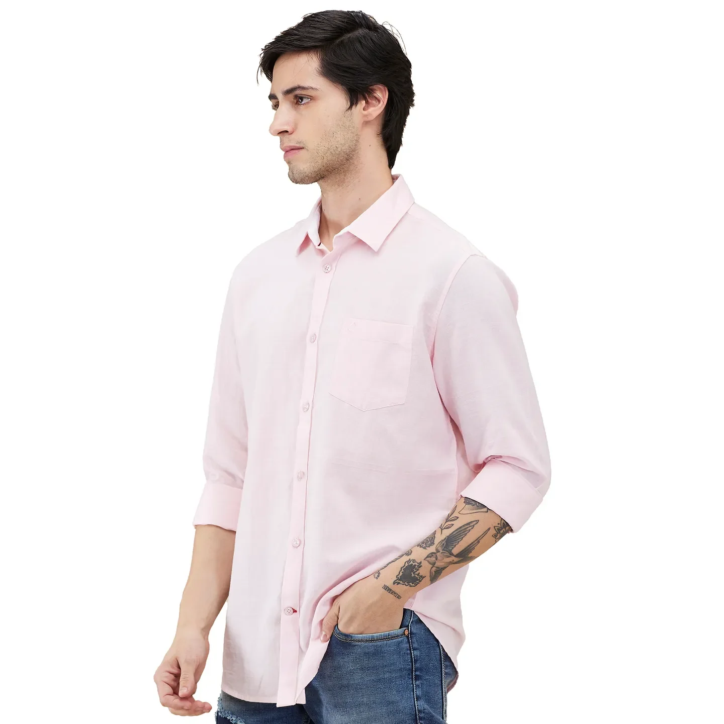 Pink Slim Fit Regular Collar Men's Shirt by Being Human Clothing - Image 4