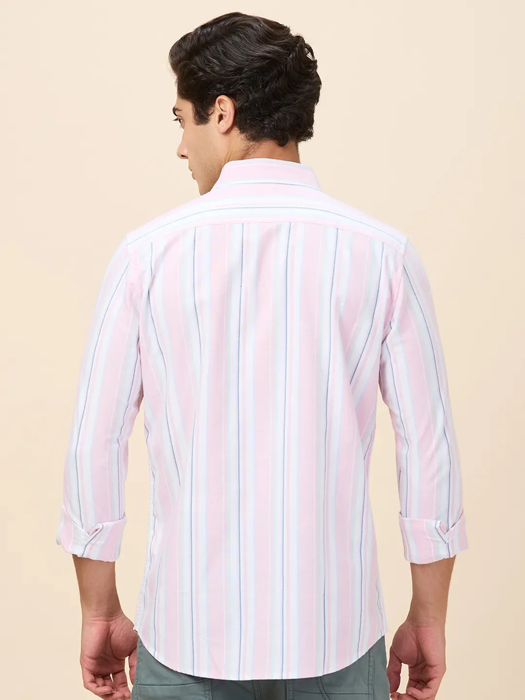 Pink Regular Fit Regular Collar Men's Shirt by Being Human Clothing - Image 3