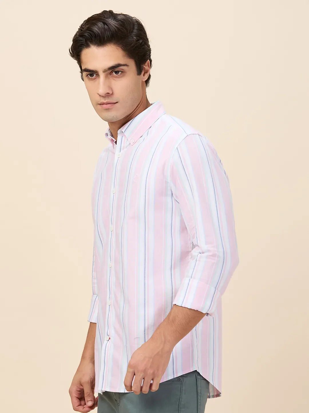 Pink Regular Fit Regular Collar Men's Shirt by Being Human Clothing - Image 4
