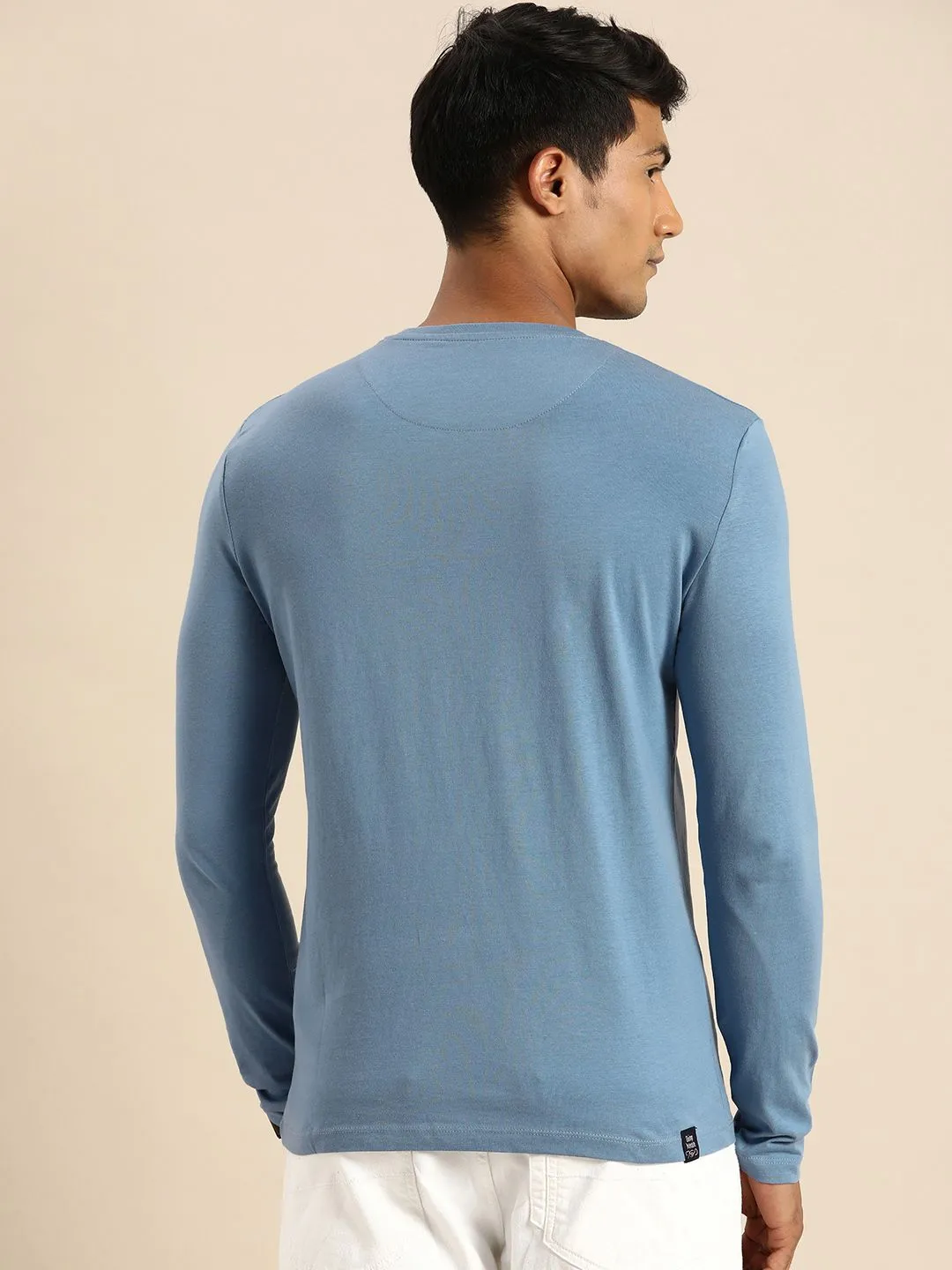 Blue Regular Fit Men's Long Sleeves T-Shirt by Being Human Clothing - Image 4