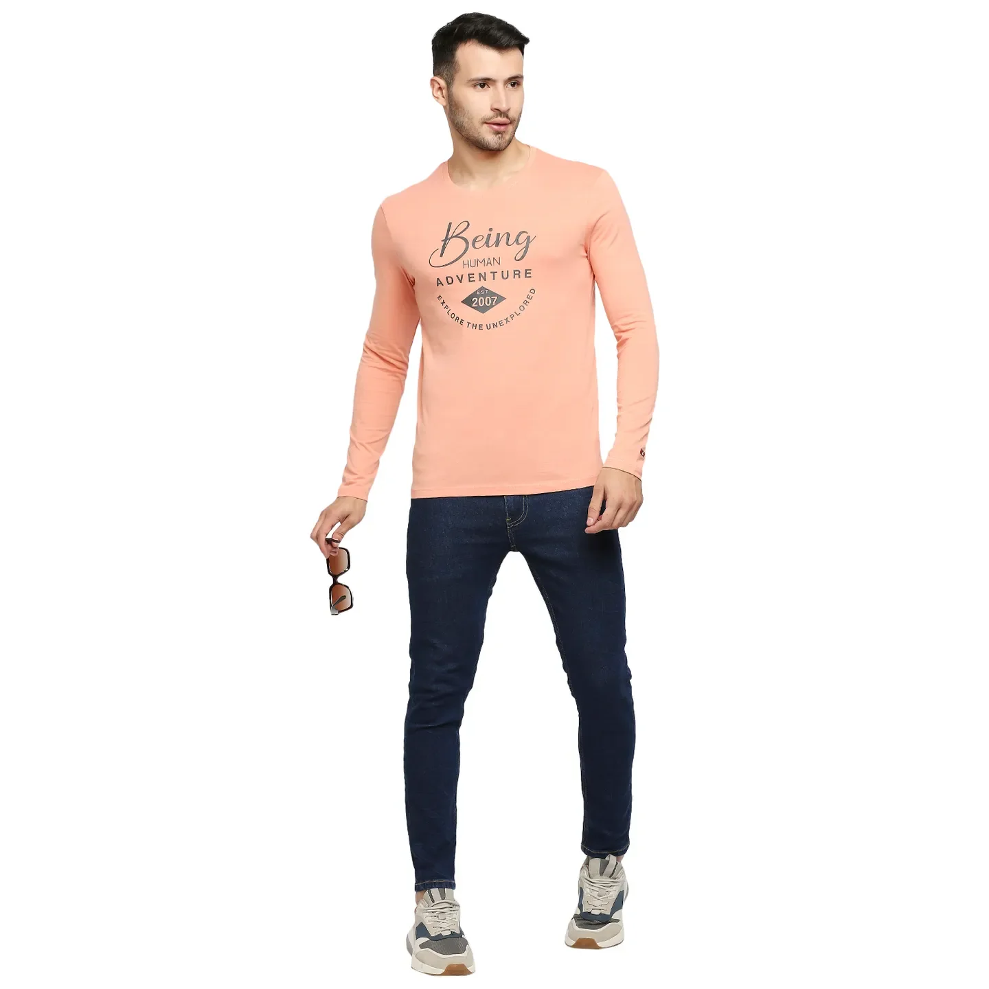 Pink Regular Fit Men's Long Sleeves T-Shirt by Being Human Clothing - Image 6