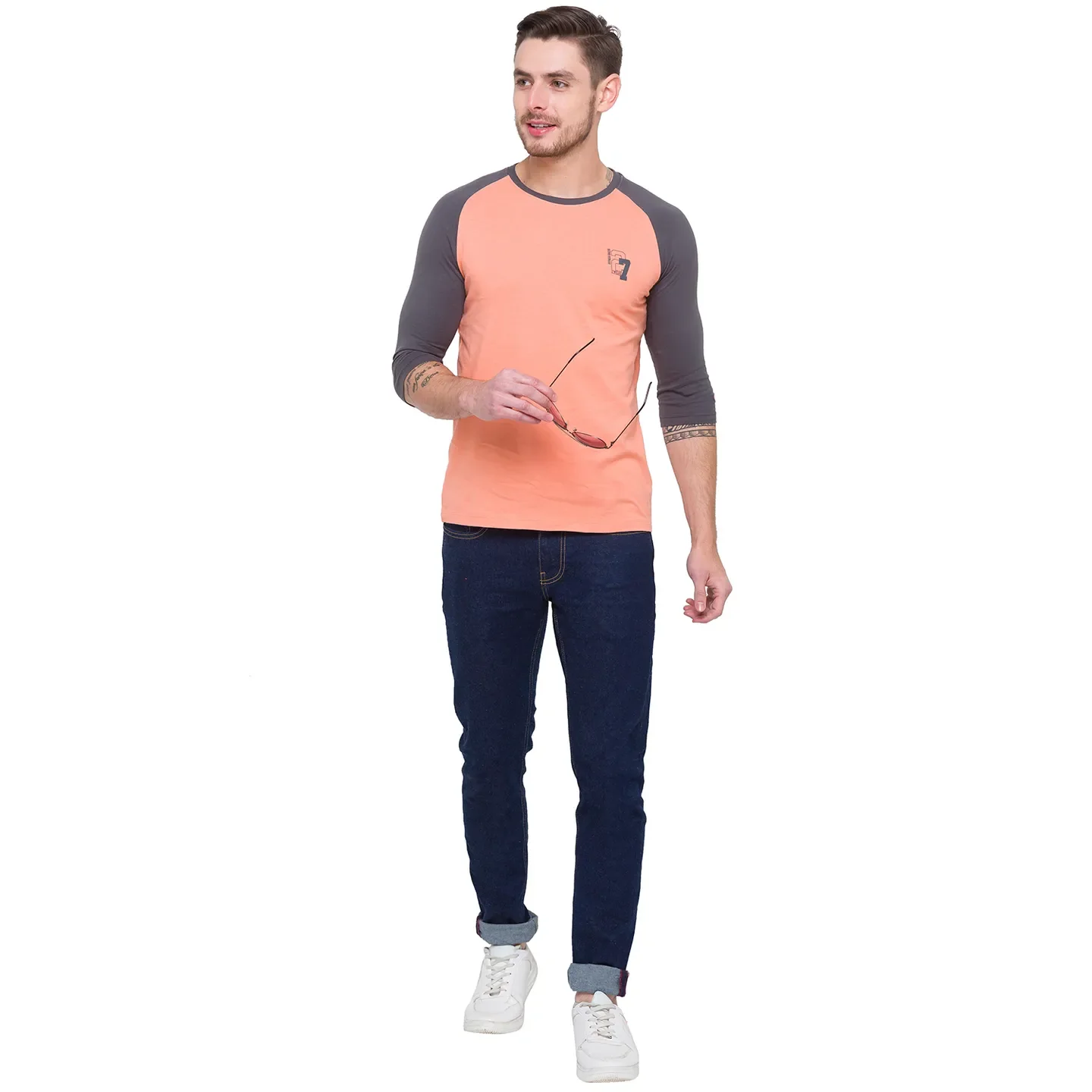 Pink Regular Fit Men's Long Sleeves T-Shirt by Being Human Clothing - Image 2