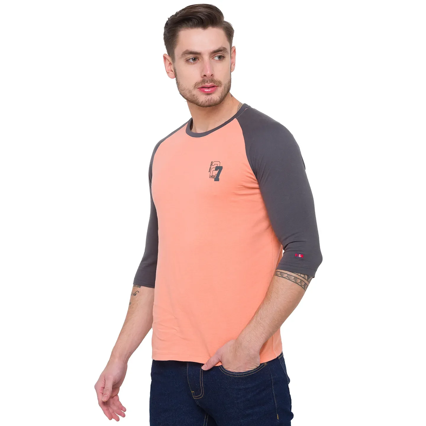 Pink Regular Fit Men's Long Sleeves T-Shirt by Being Human Clothing - Image 4