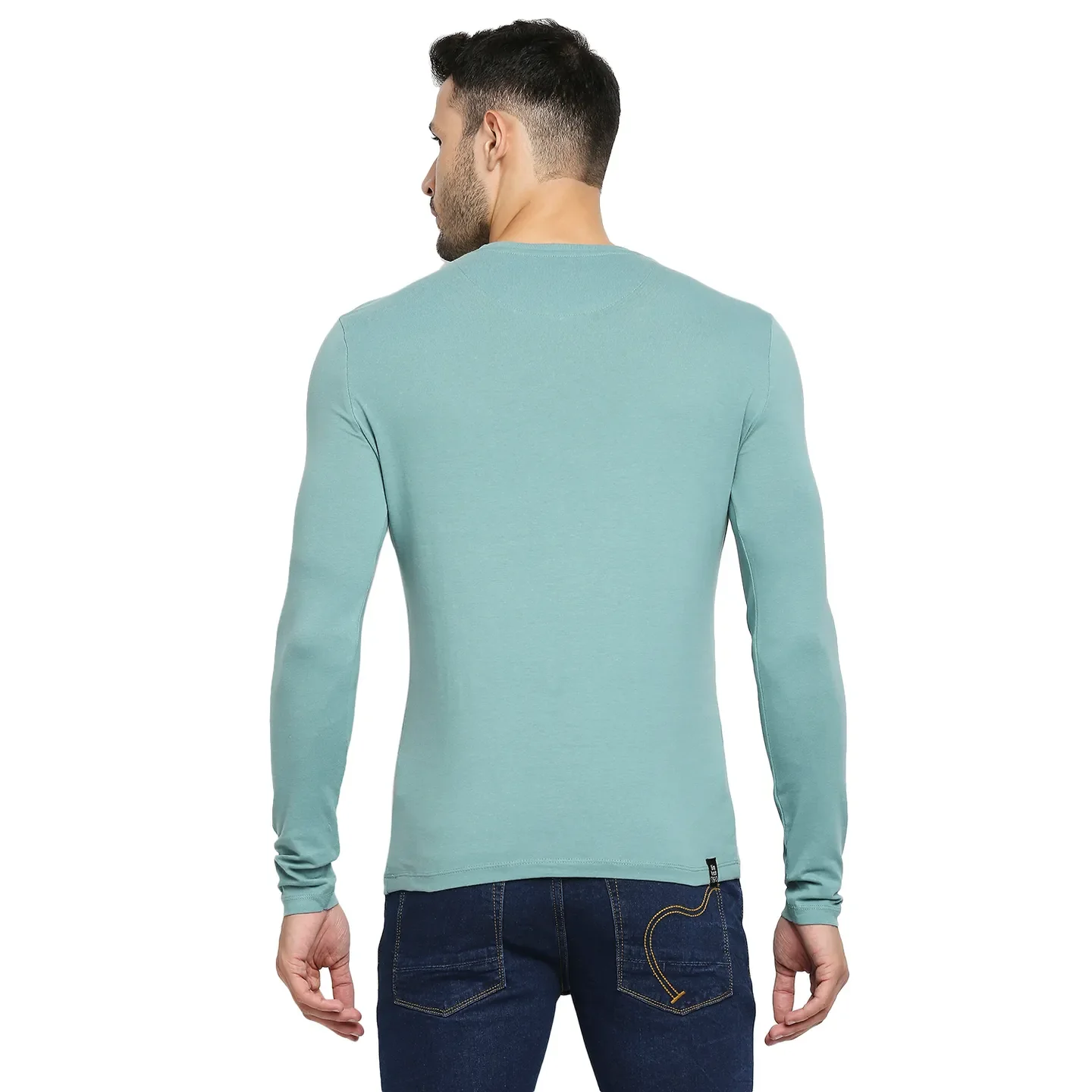 Green Regular Fit Men's Long Sleeves T-Shirt by Being Human Clothing - Image 4