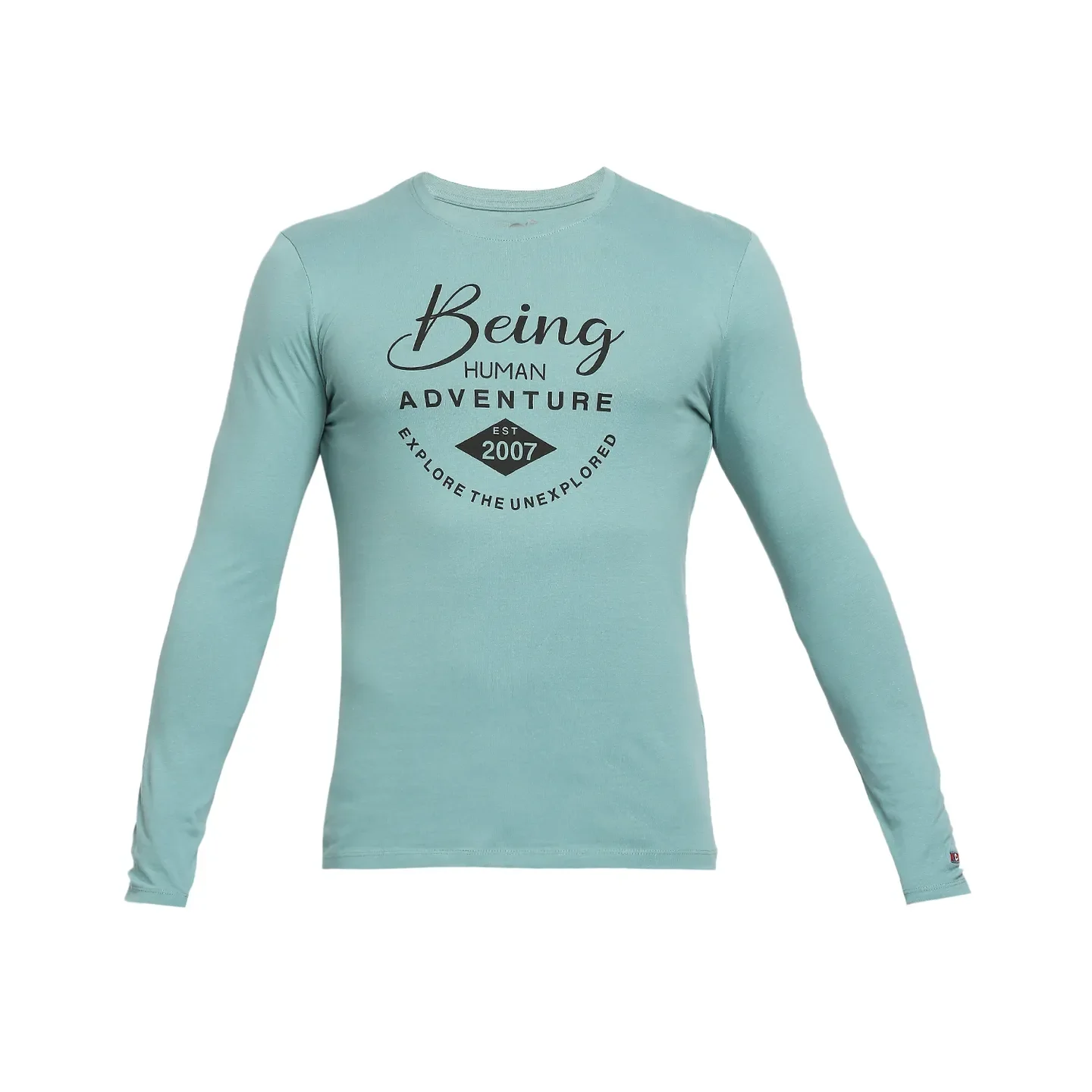 Green Regular Fit Men's Long Sleeves T-Shirt by Being Human Clothing - Image 7