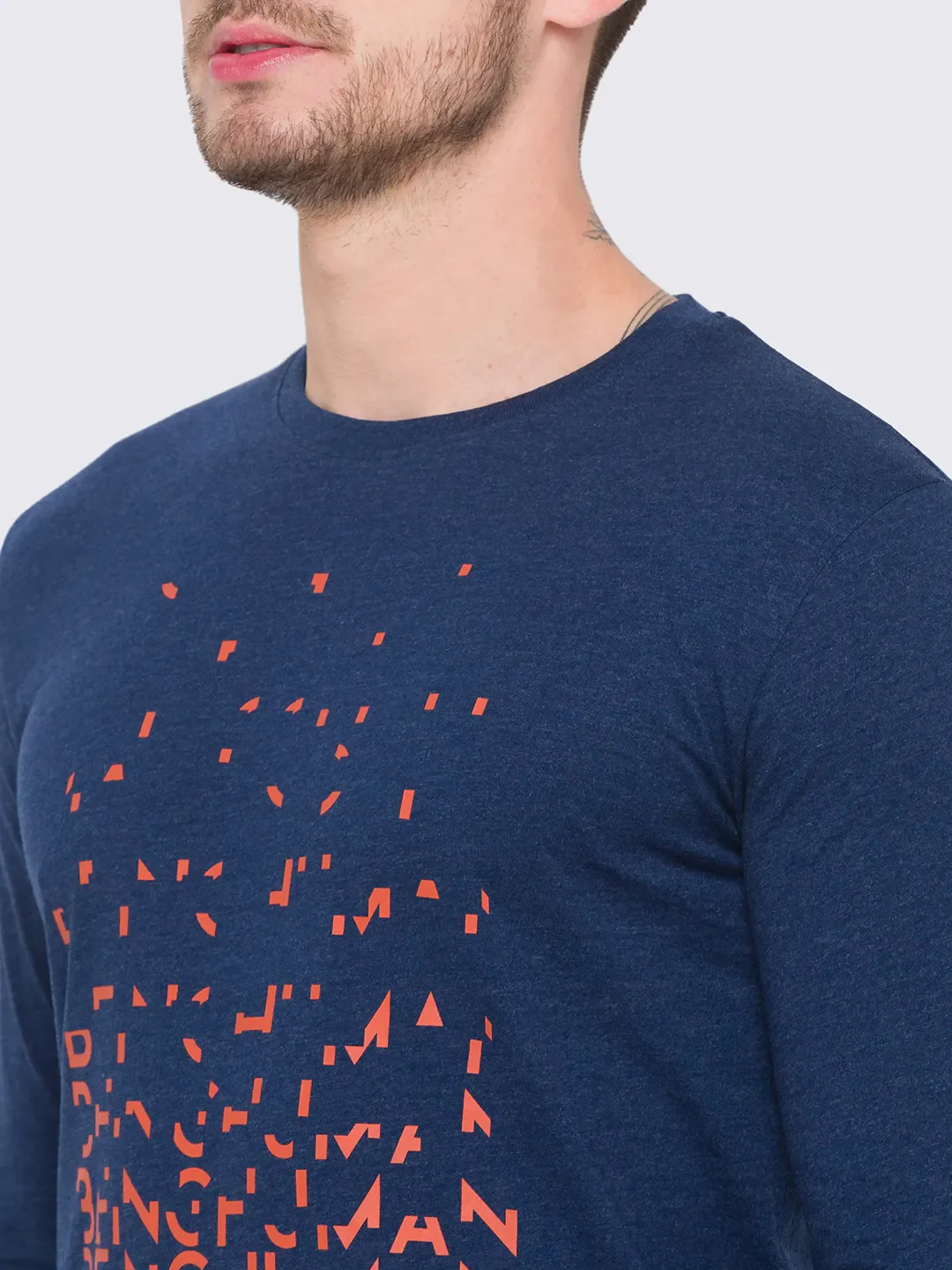 Blue Regular Fit Men's Long Sleeves T-Shirt by Being Human Clothing - Image 10