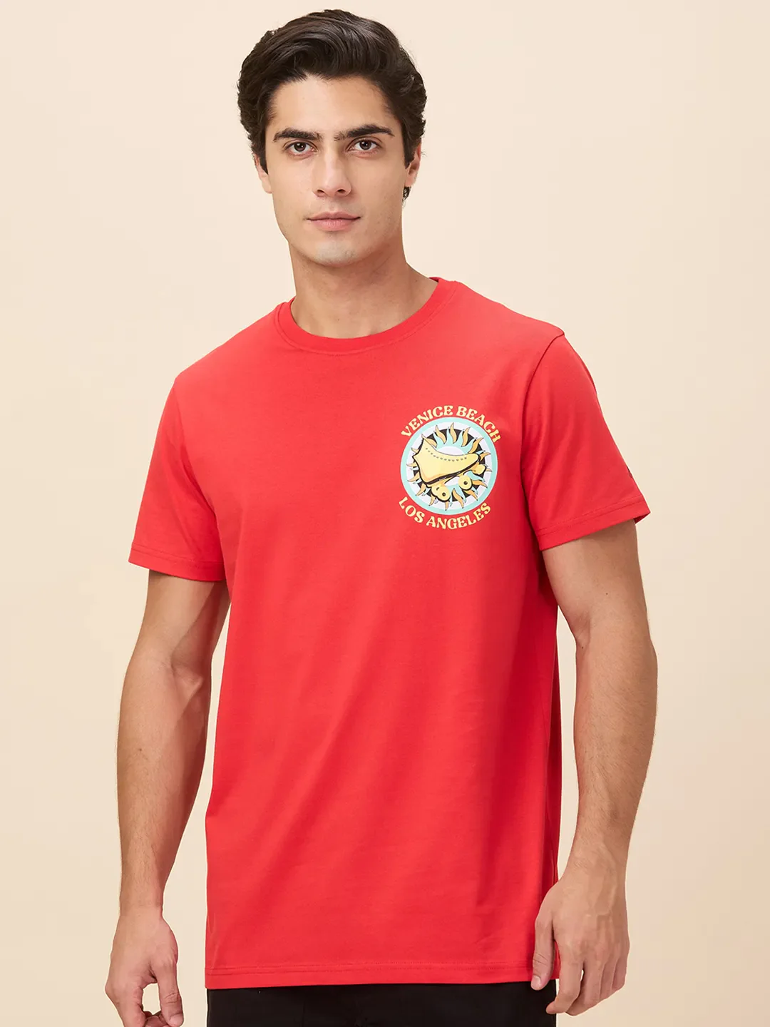 True Red Easy Fit Round Neck Men's T-Shirt by Being Human Clothing
