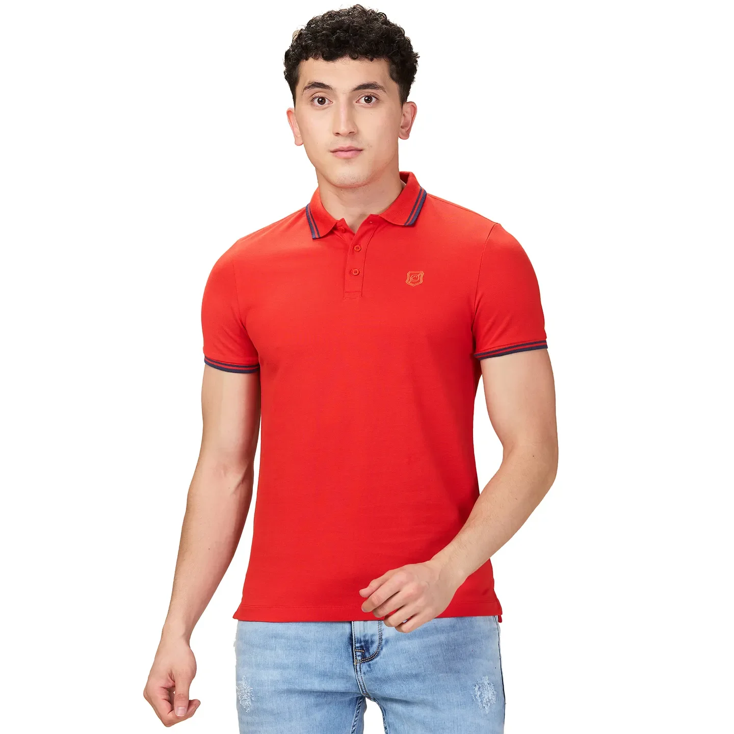 Red Regular Fit Men's Polo T-shirt by Being Human Clothing