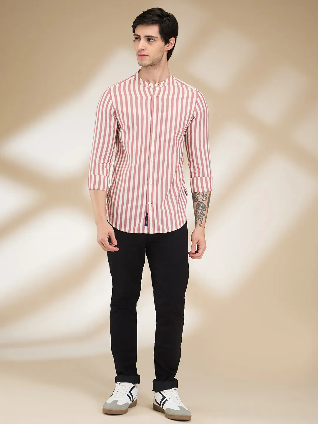 Red Regular Fit Regular Collar Men's Shirt by Being Human Clothing - Image 2