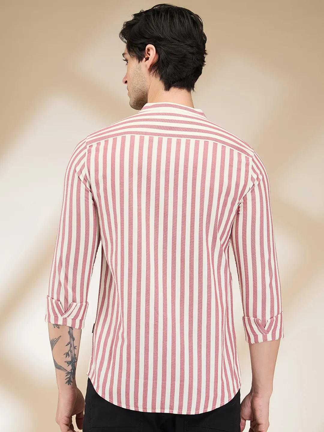 Red Regular Fit Regular Collar Men's Shirt by Being Human Clothing - Image 3