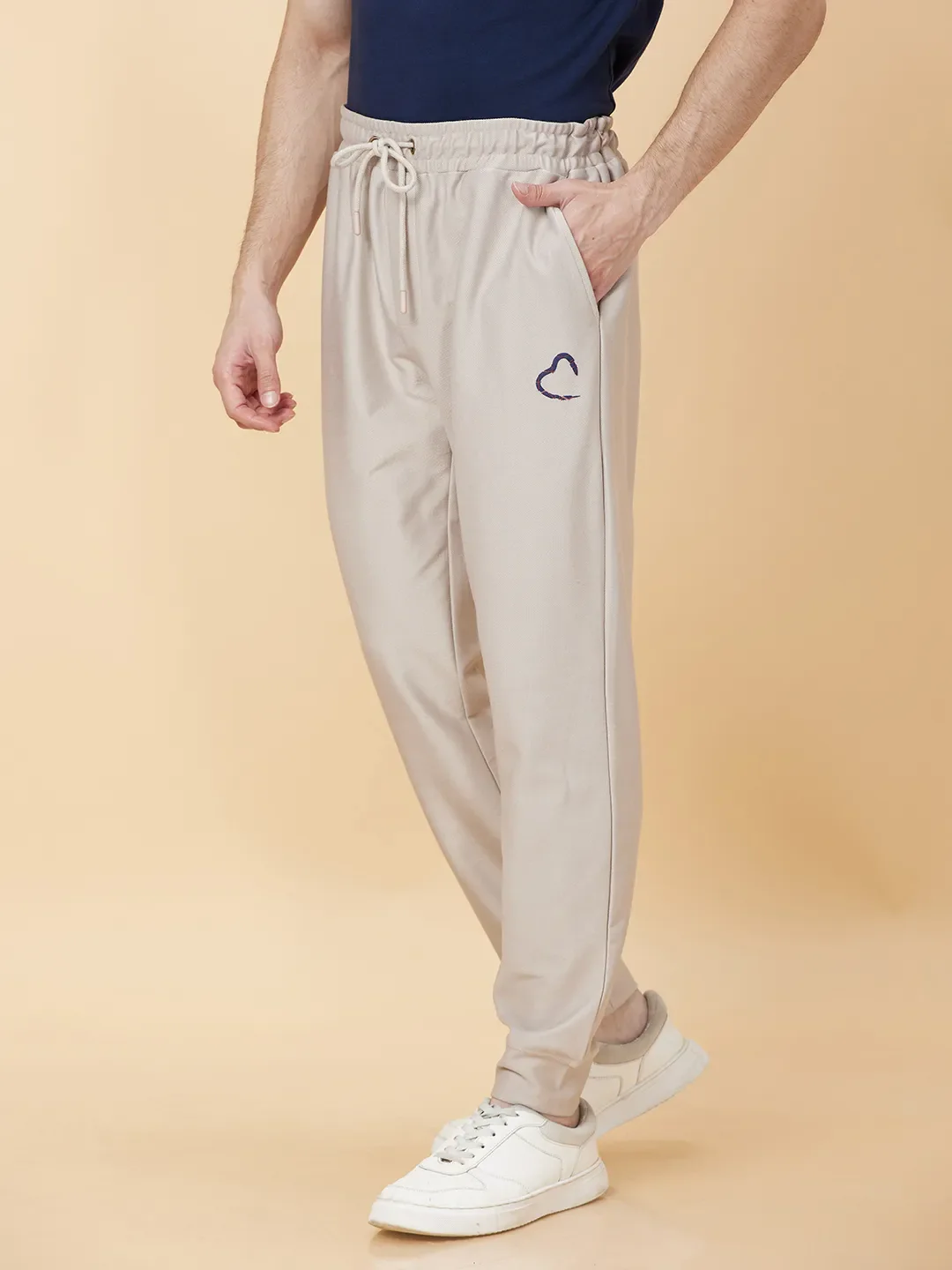 Beige Regular fit Men's Track Pants by Being Human Clothing - Image 3