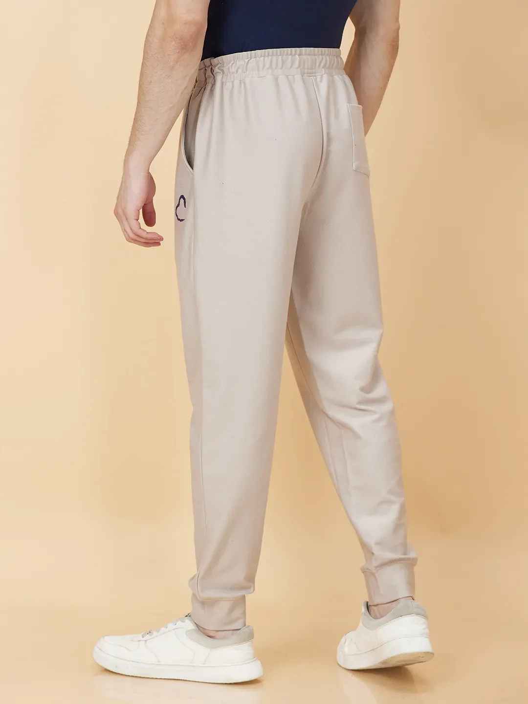 Beige Regular fit Men's Track Pants by Being Human Clothing - Image 4