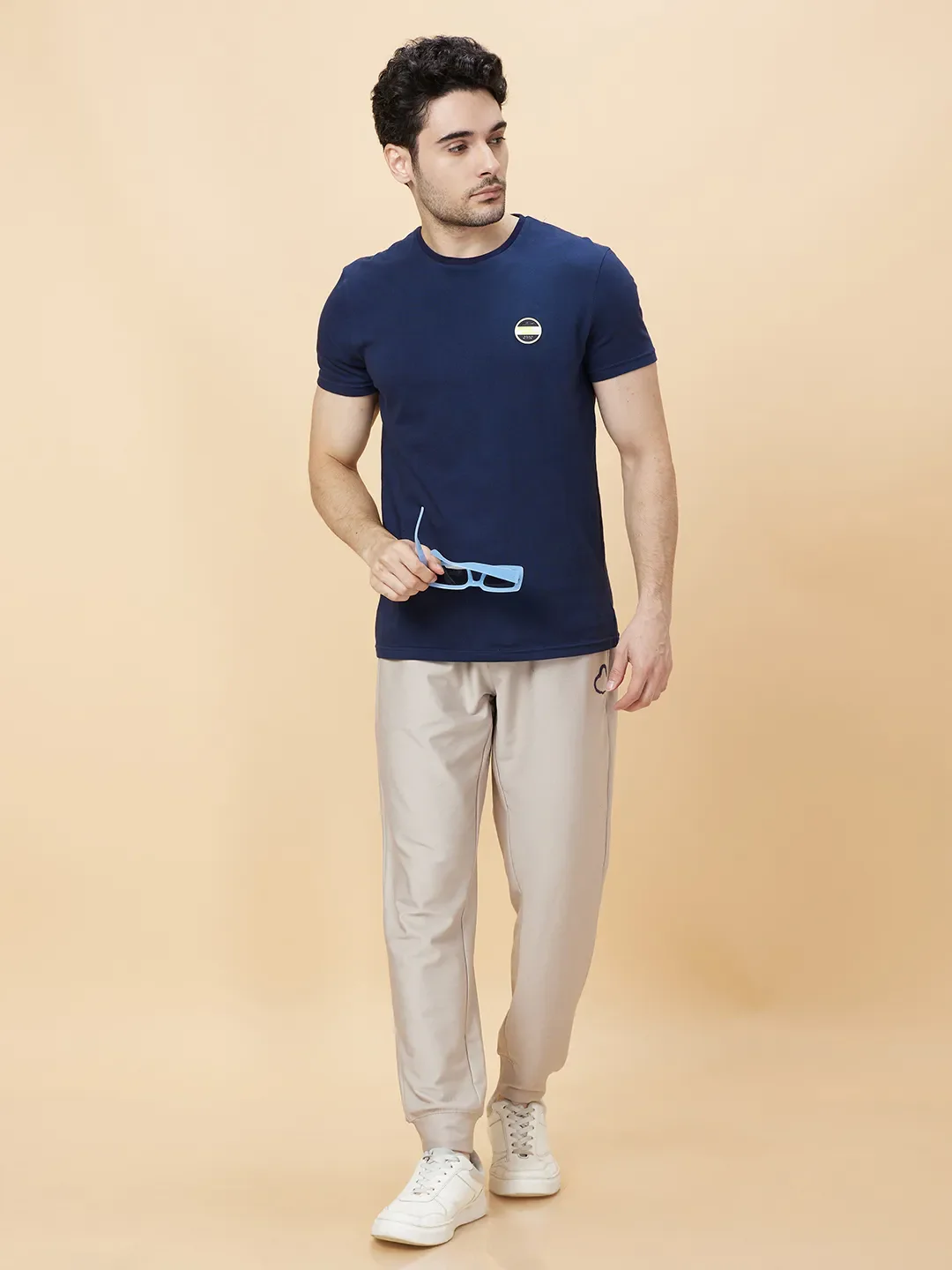 Beige Regular fit Men's Track Pants by Being Human Clothing - Image 6