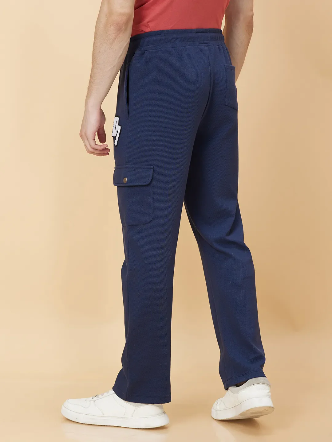 Navy Regular Fit Track Pants For Men By Being Human Clothing - Image 4