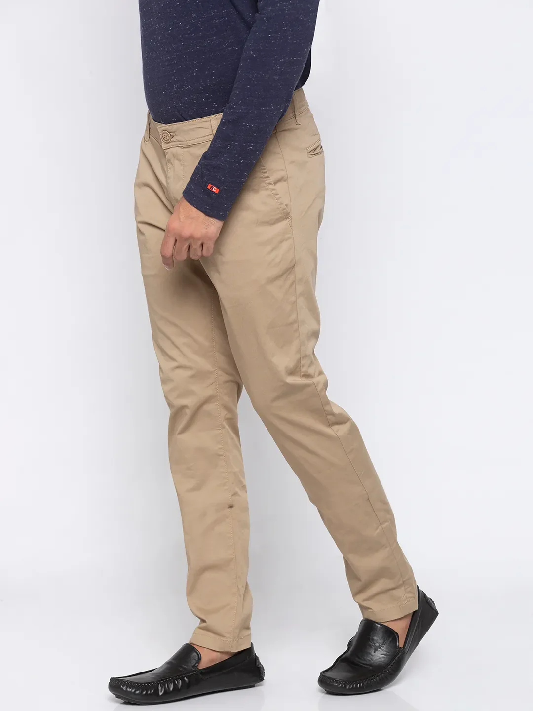 Beige Regular Fit Men's Chinos by Being Human Clothing - Image 2