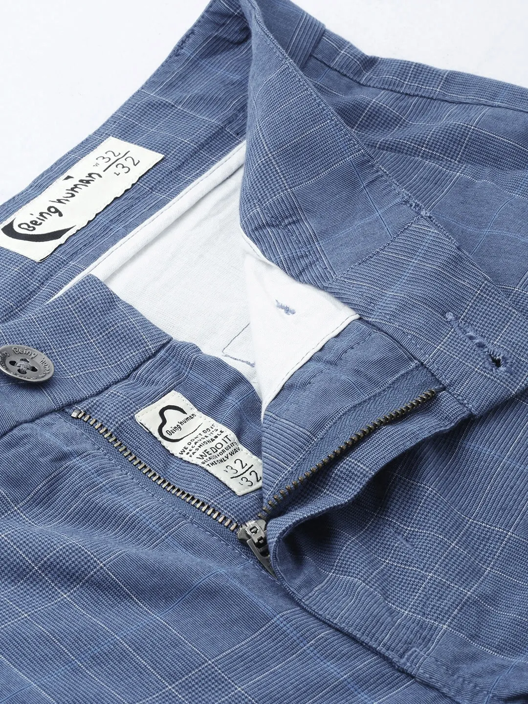 Blue Regular Fit Men's Chinos by Being Human Clothing - Image 4
