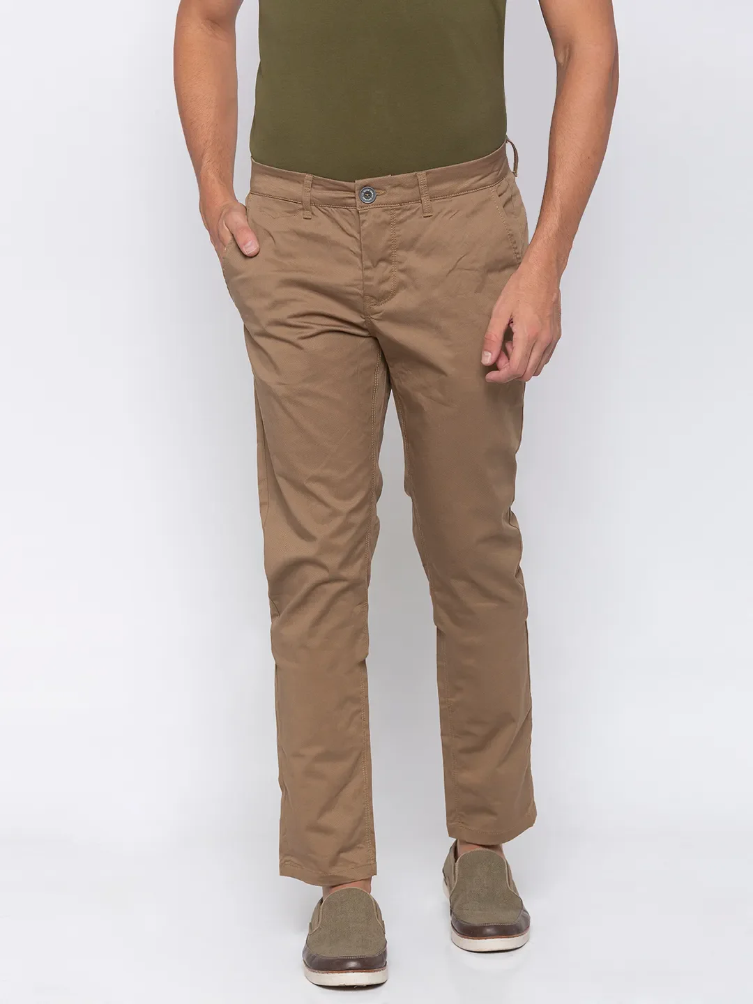 Brown Regular Fit Men's Chinos by Being Human Clothing