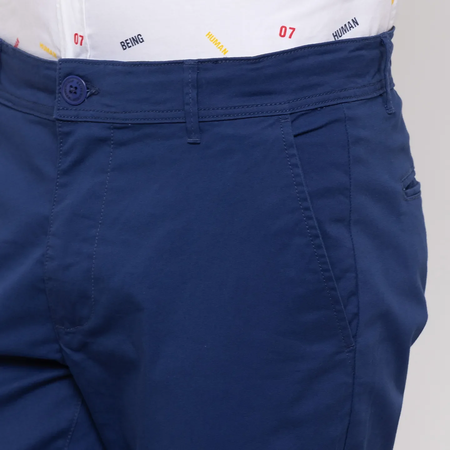 Blue Regular Fit Men's Chinos by Being Human Clothing - Image 4