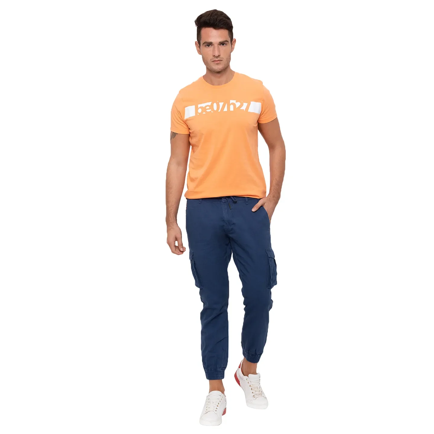 Blue Regular Fit Men's Chinos by Being Human Clothing - Image 5