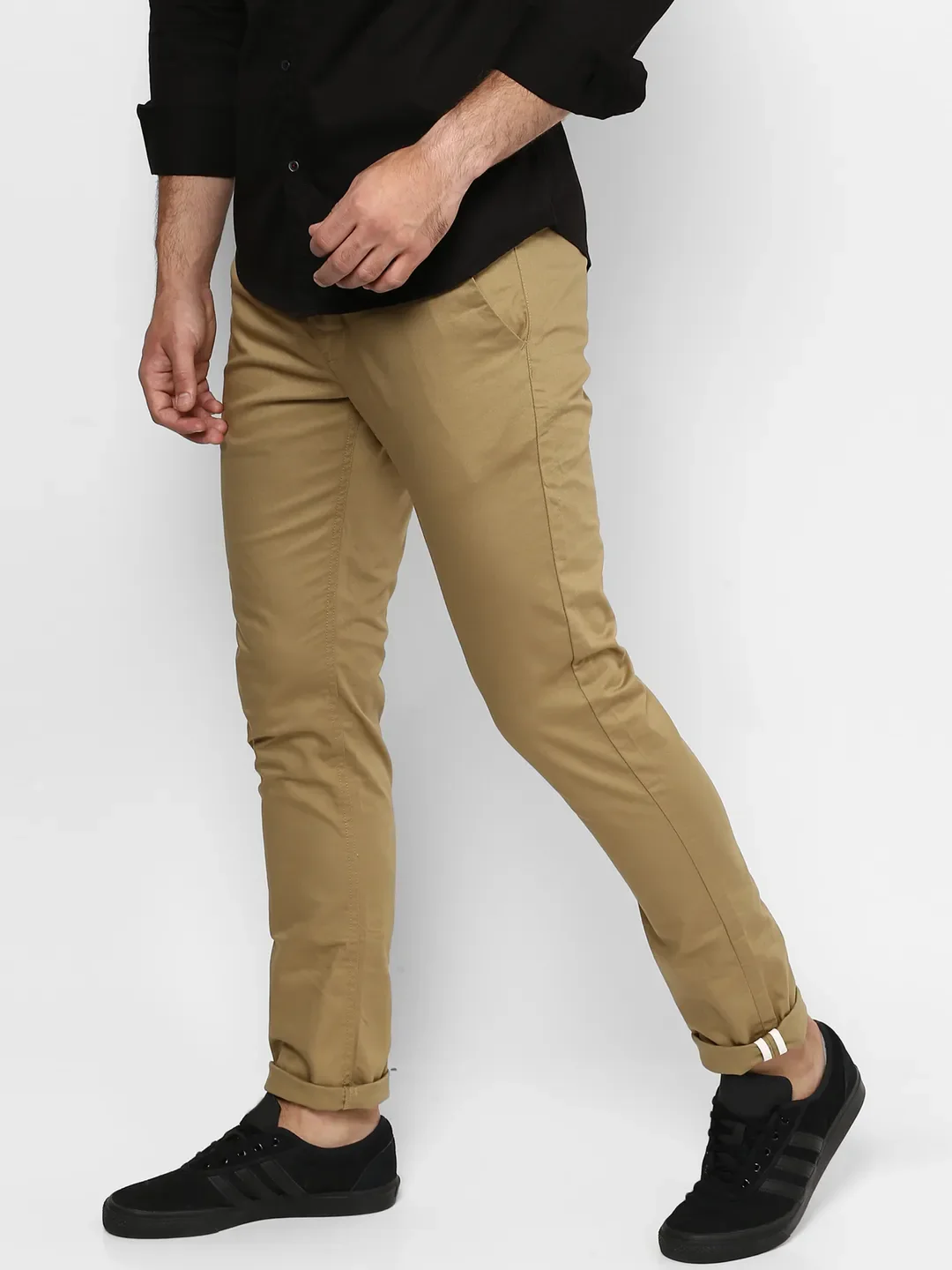 Khaki Regular Fit Men's Chinos by Being Human Clothing - Image 4