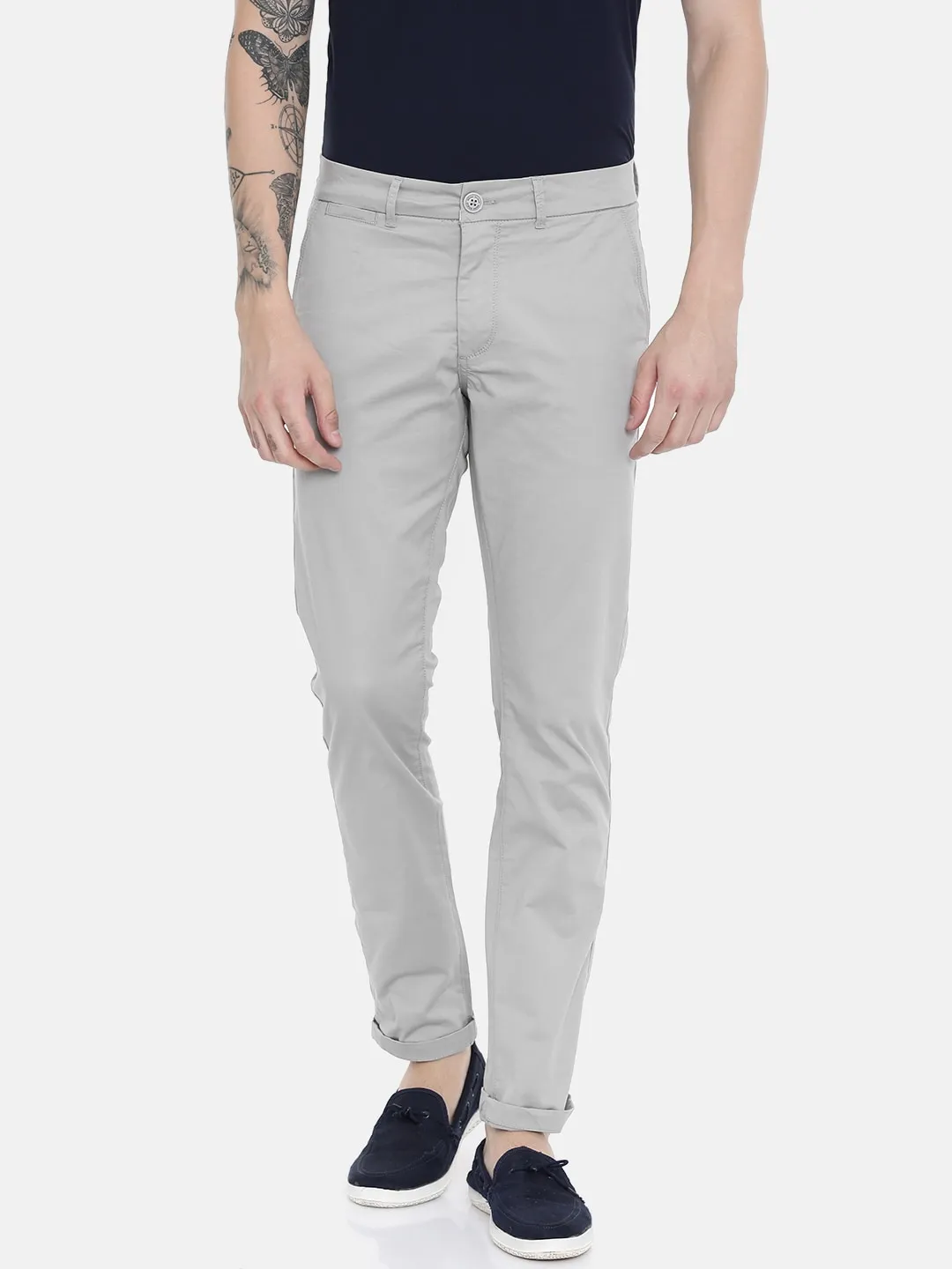 Grey Regular Fit Men's Chinos by Being Human Clothing
