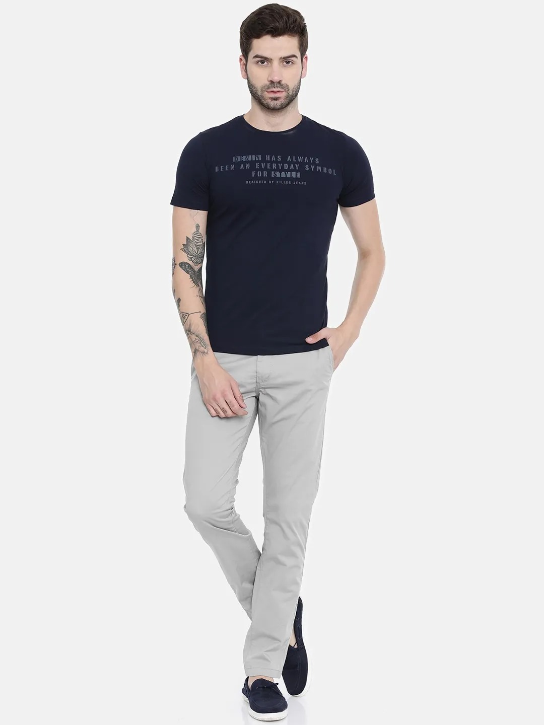Grey Regular Fit Men's Chinos by Being Human Clothing - Image 5