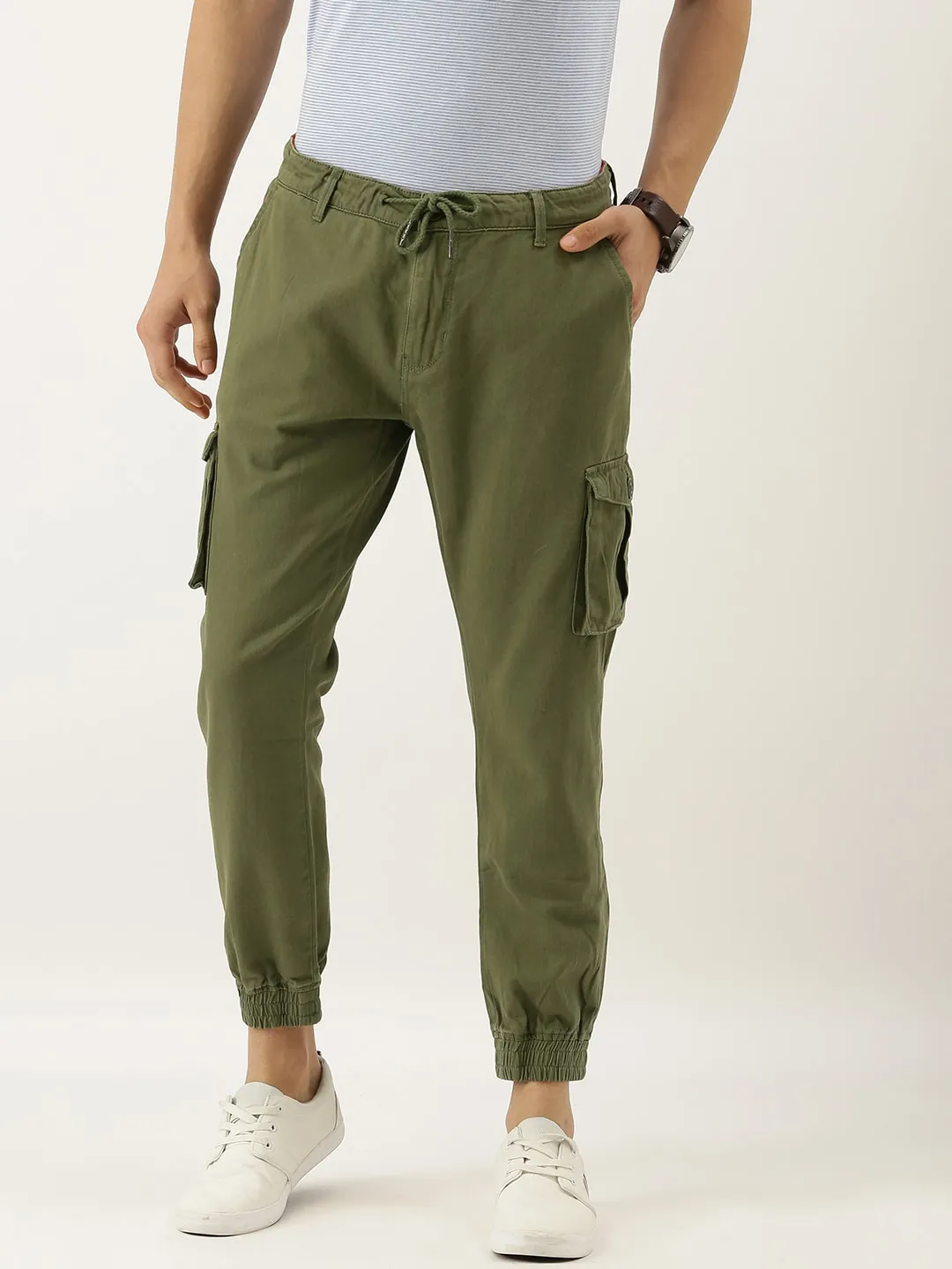 Green Regular Fit Men's Chinos by Being Human Clothing