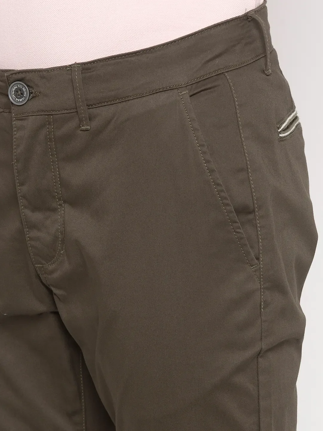 Green Regular Fit Men's Chinos by Being Human Clothing - Image 4