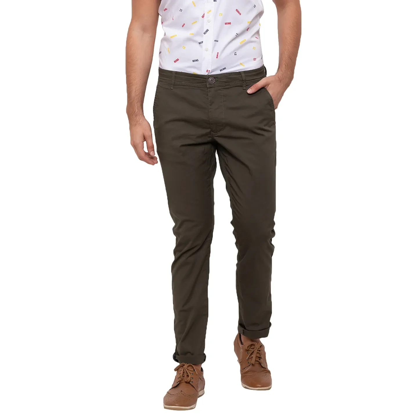 Green Regular Fit  Men's Chinos by Being Human Clothing