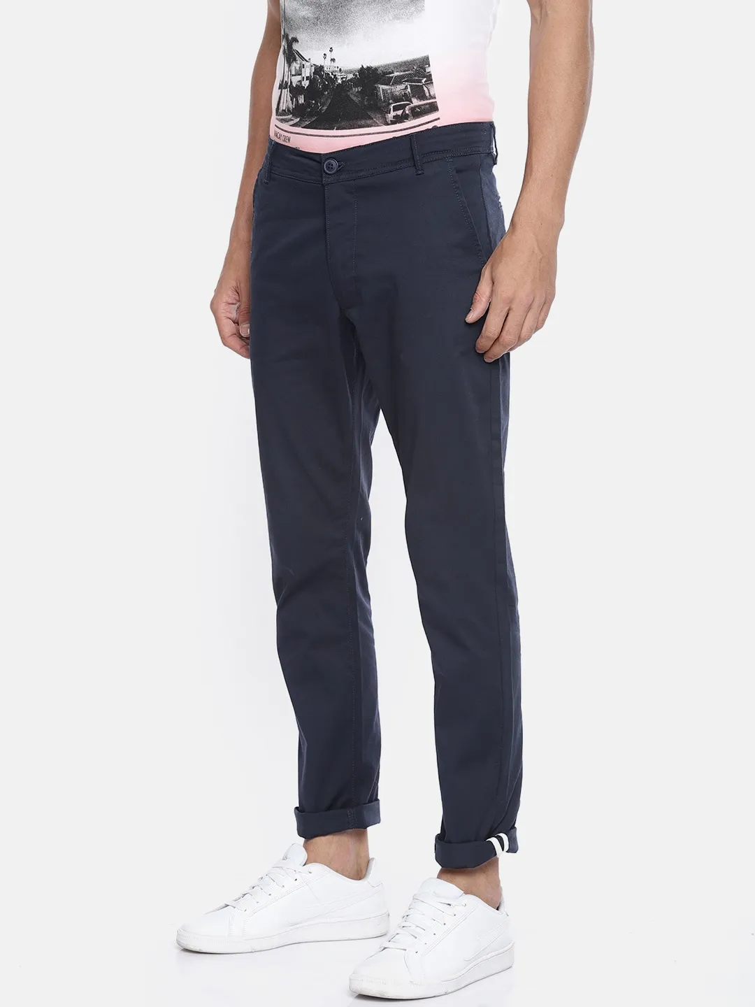 Blue Regular Fit Men's Chinos by Being Human Clothing - Image 2