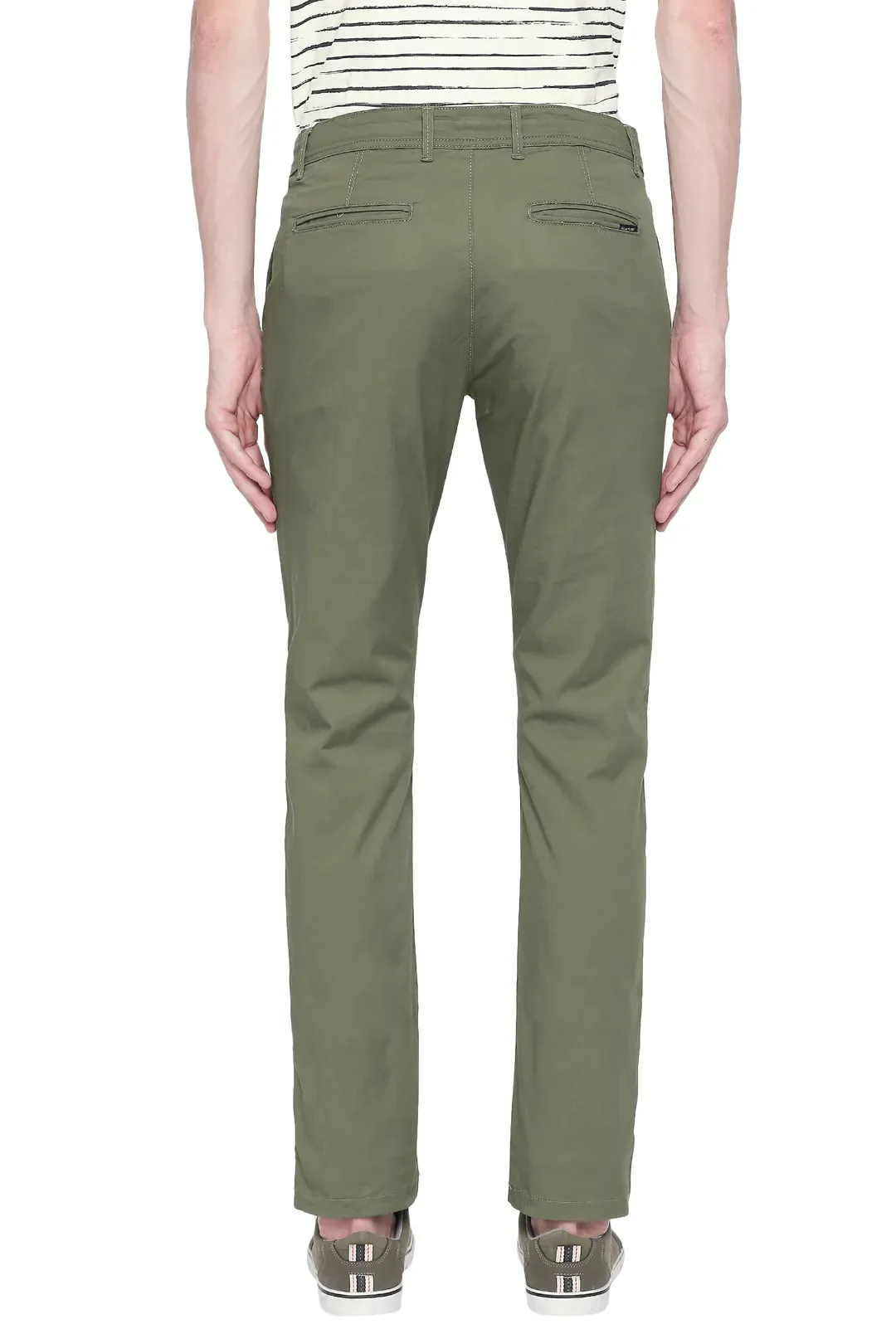 Green Regular Fit Men's Chinos by Being Human Clothing - Image 3
