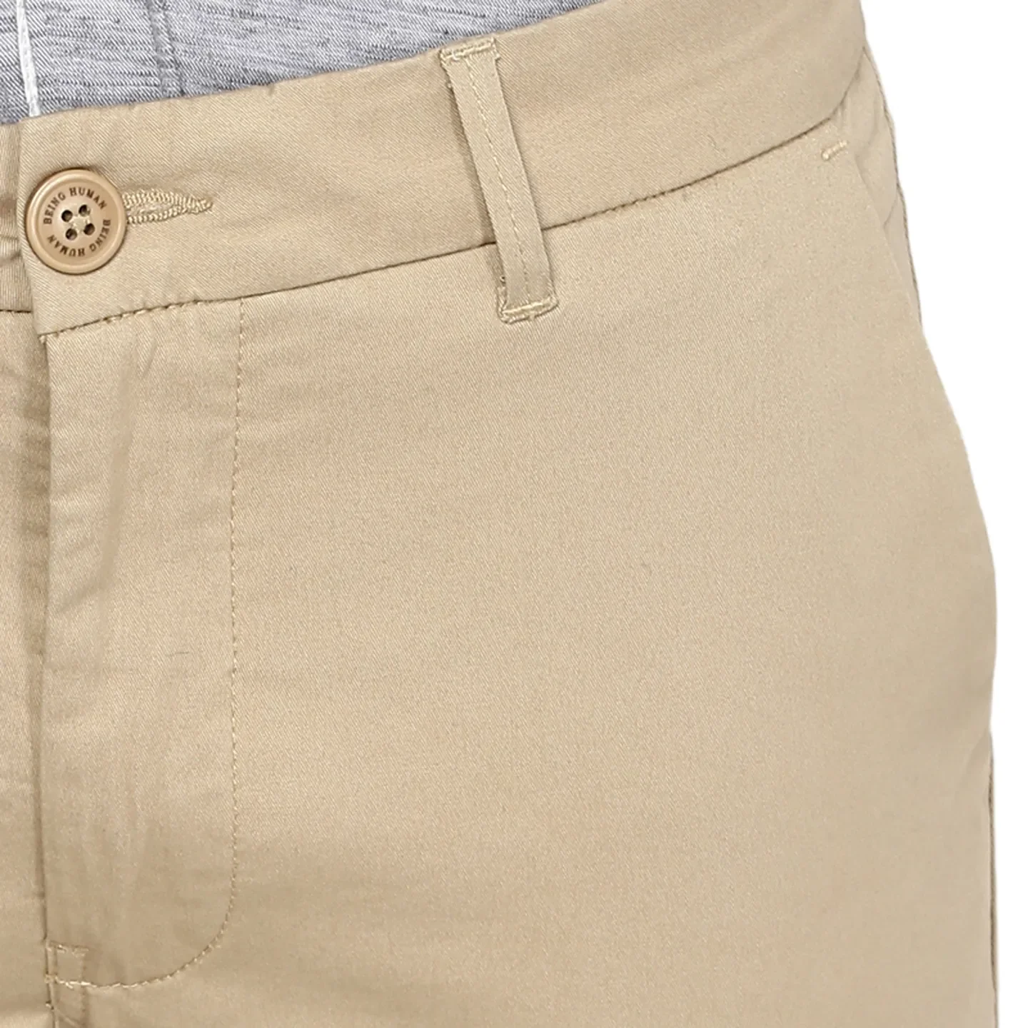 Beige Regular Fit Men's Chinos by Being Human Clothing - Image 4