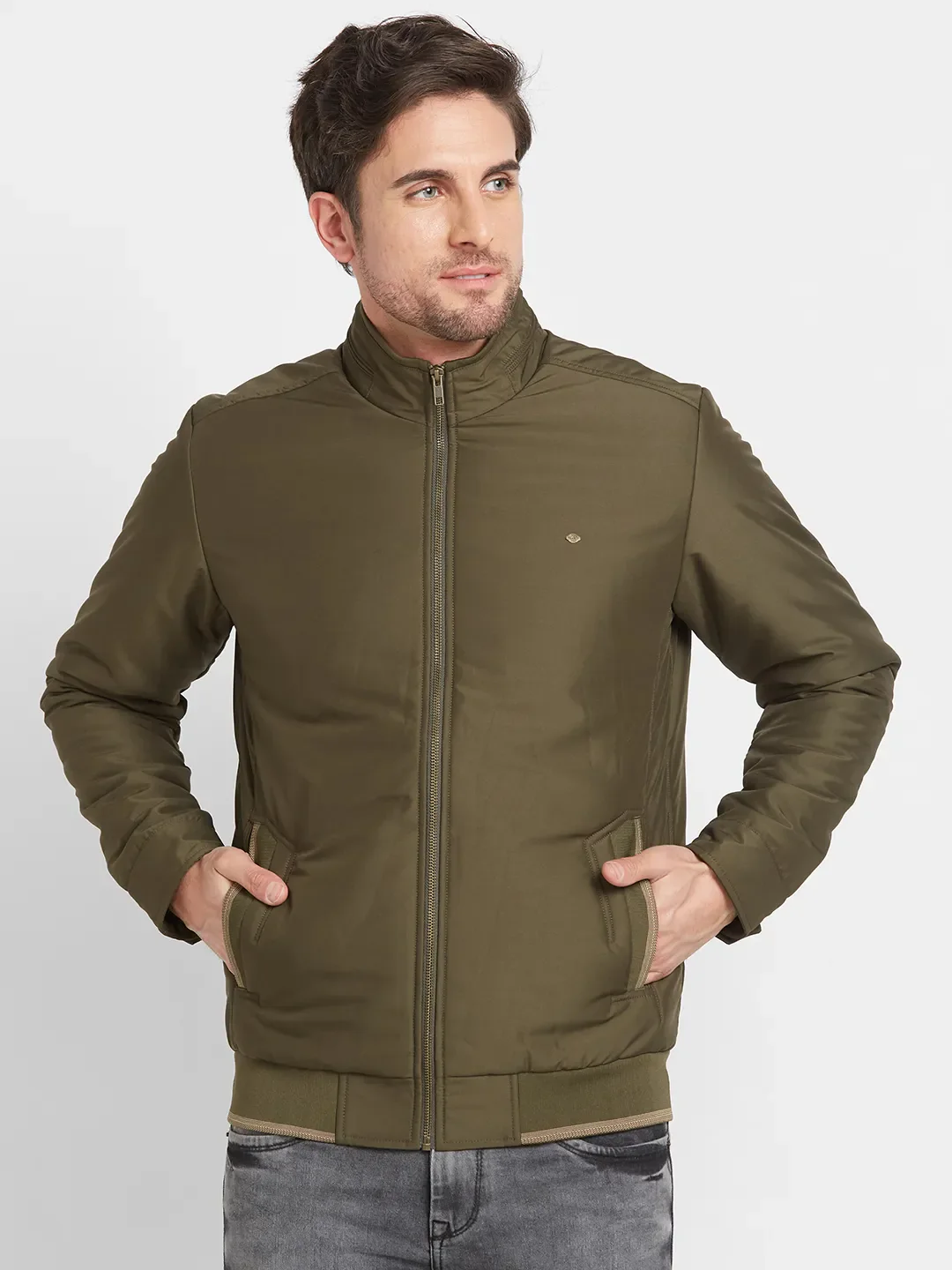 Green Regular Fit Men's Jacket by Being Human Clothing