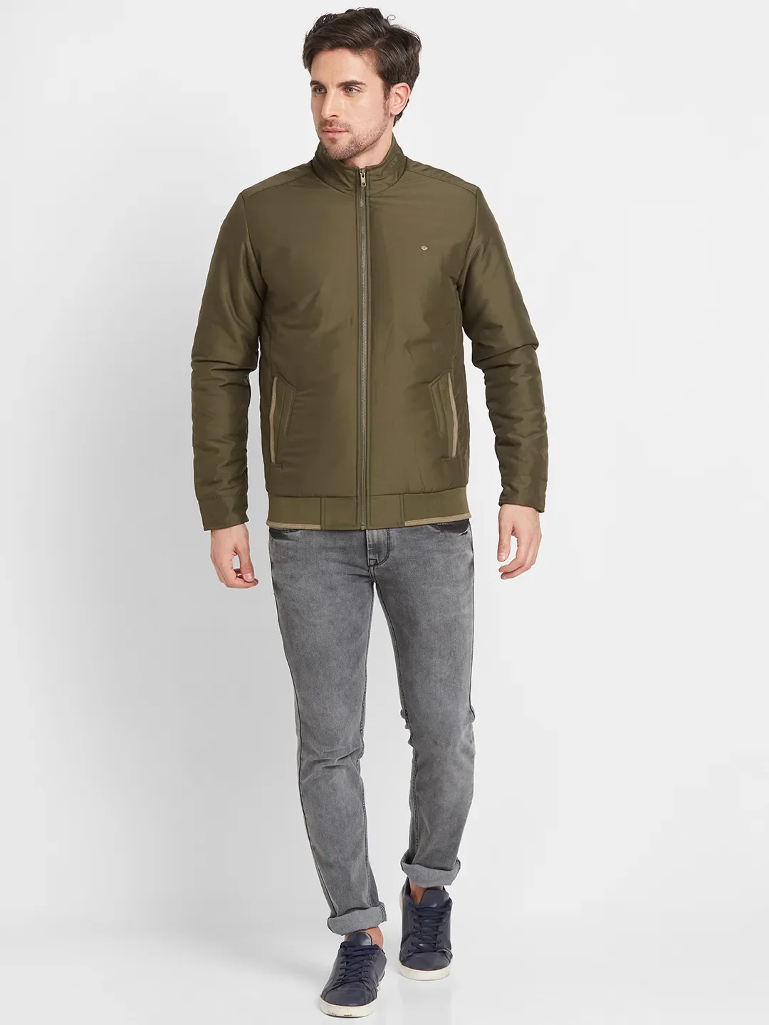 Green Regular Fit Men's Jacket by Being Human Clothing - Image 2