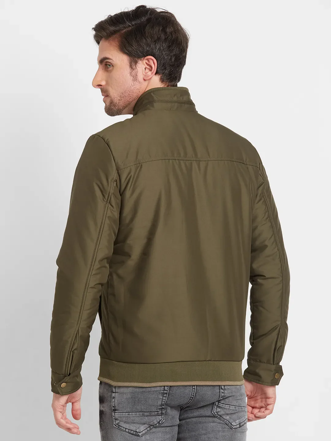 Green Regular Fit Men's Jacket by Being Human Clothing - Image 3