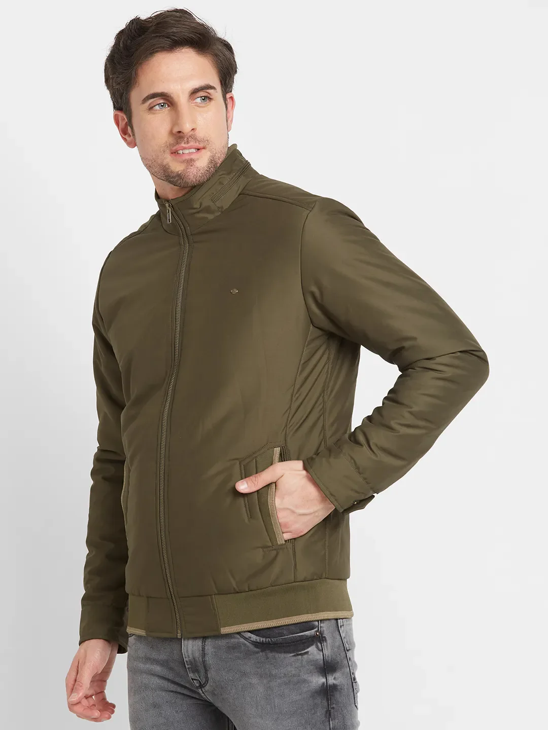 Green Regular Fit Men's Jacket by Being Human Clothing - Image 4