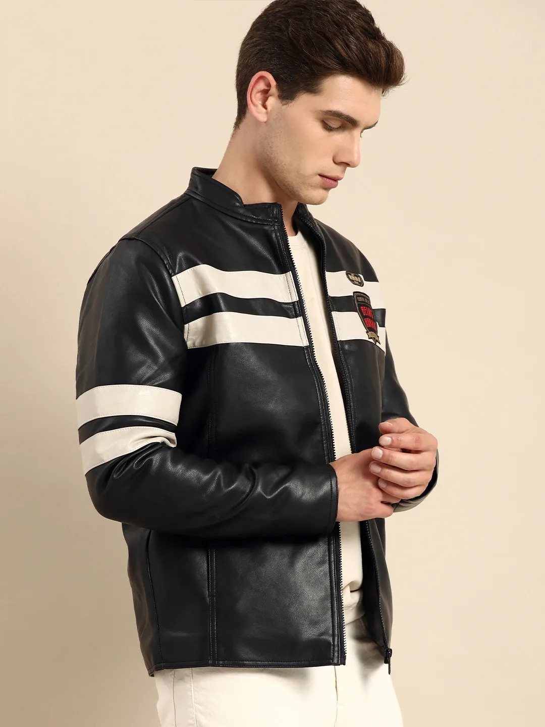 Black Regular Fit Long Sleeves Cotton Men's Jacket by Being Human Clothing - Image 2
