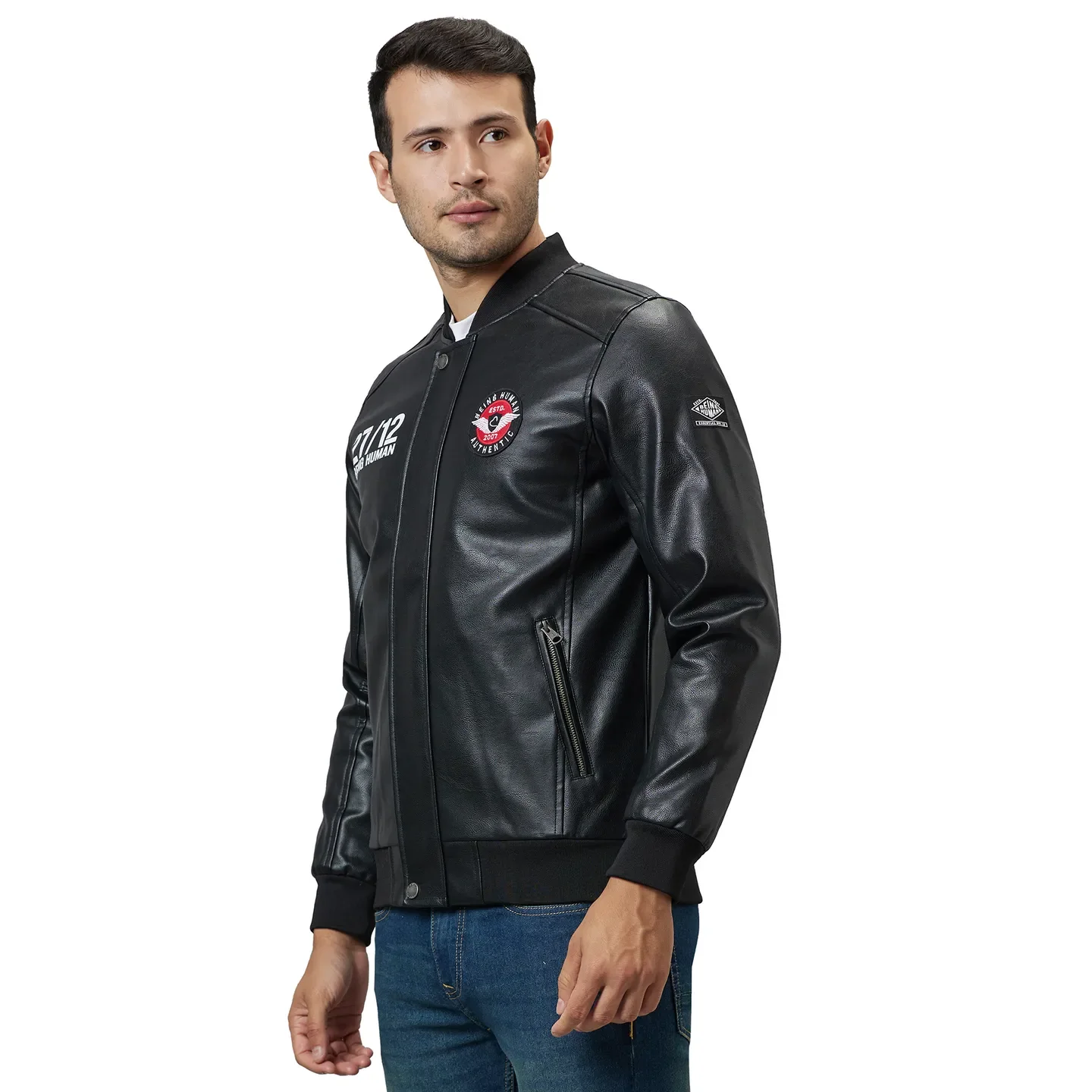 Black Regular Fit Long Sleeves Polyester Men's Jacket by Being Human Clothing - Image 4