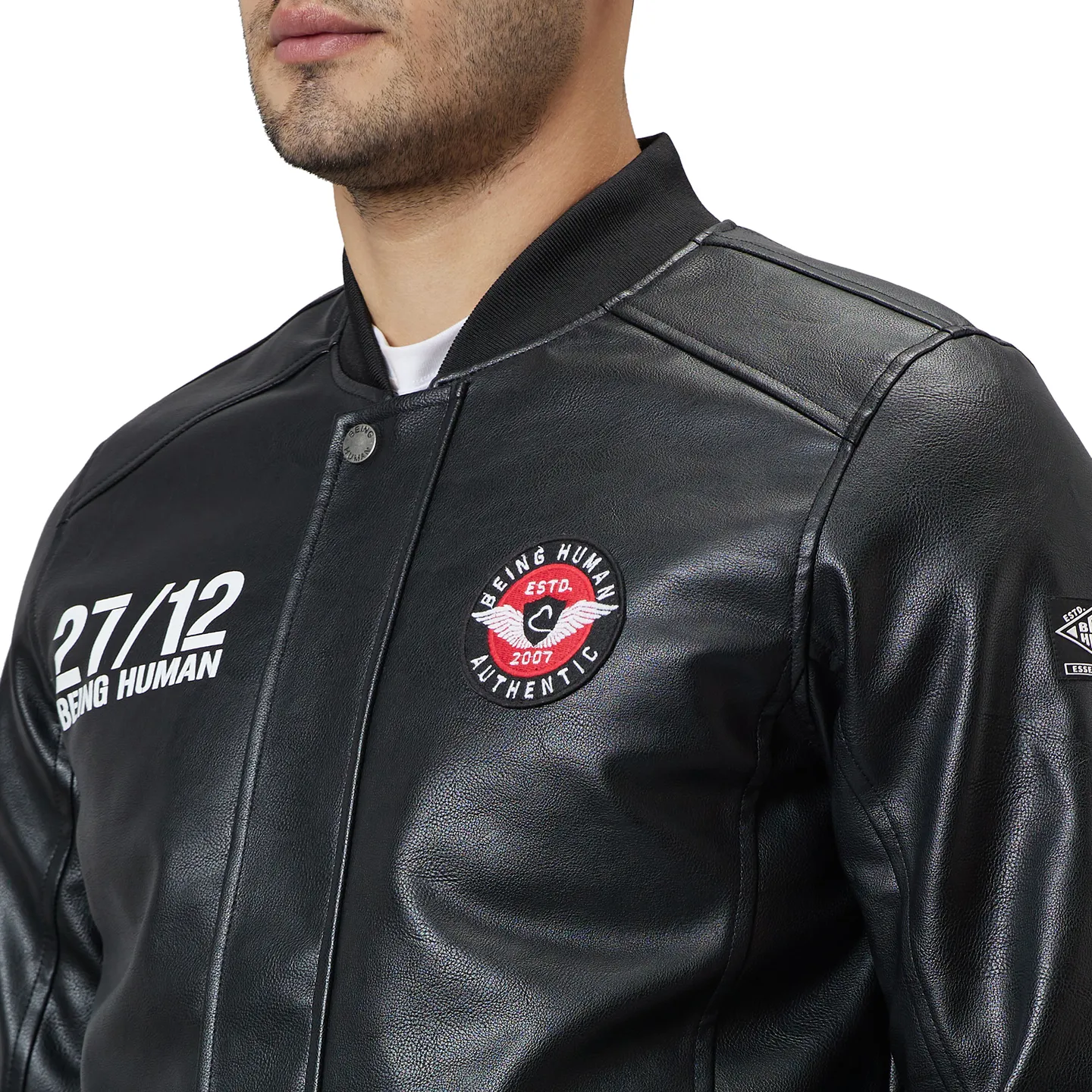 Black Regular Fit Long Sleeves Polyester Men's Jacket by Being Human Clothing - Image 5