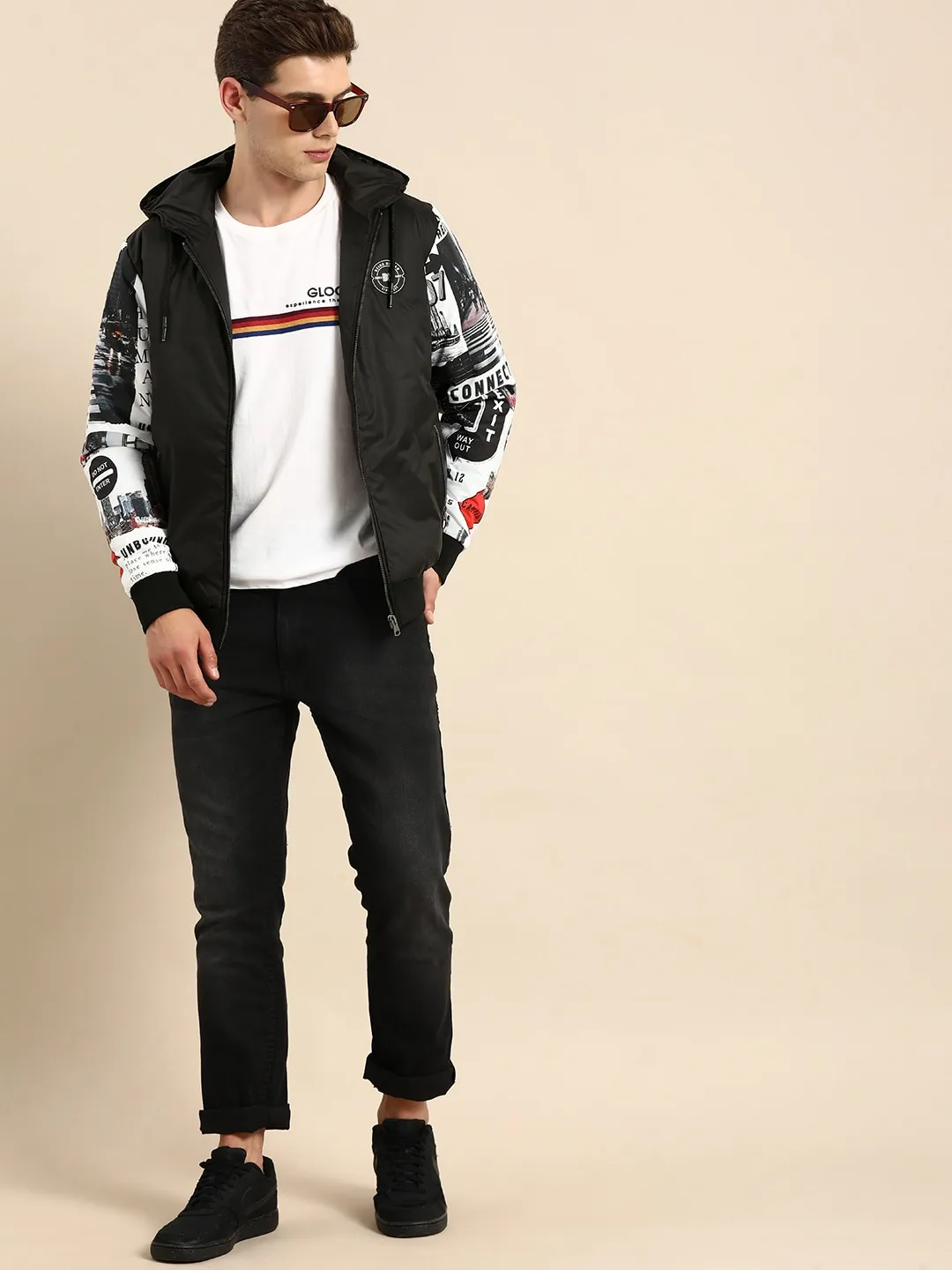 Black Regular Fit Long Sleeves Cotton Men's Jacket by Being Human Clothing - Image 2