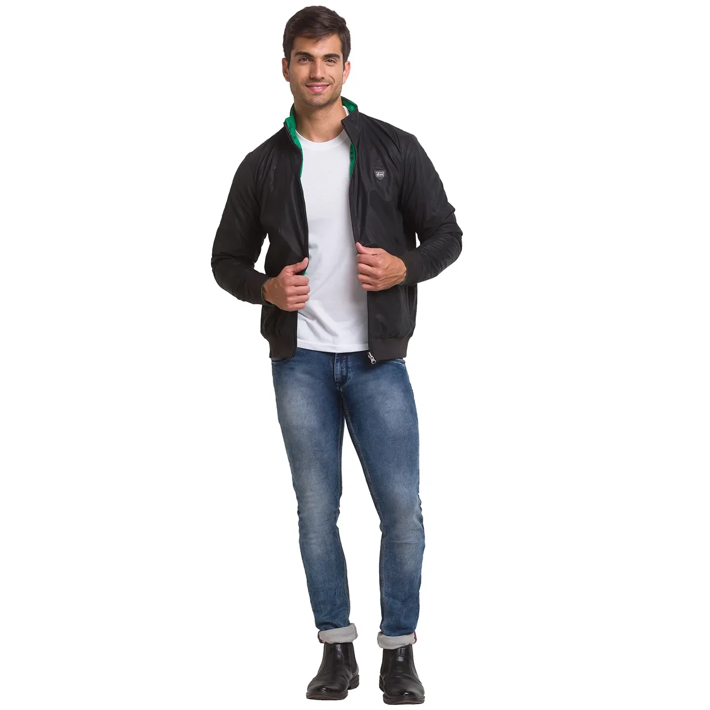 Black Regular Fit Men's Jacket by Being Human Clothing - Image 2