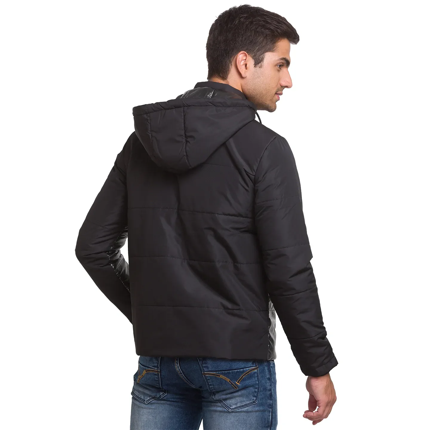 Black Regular Fit Long Sleeves Polyester Men's Jacket by Being Human Clothing - Image 3